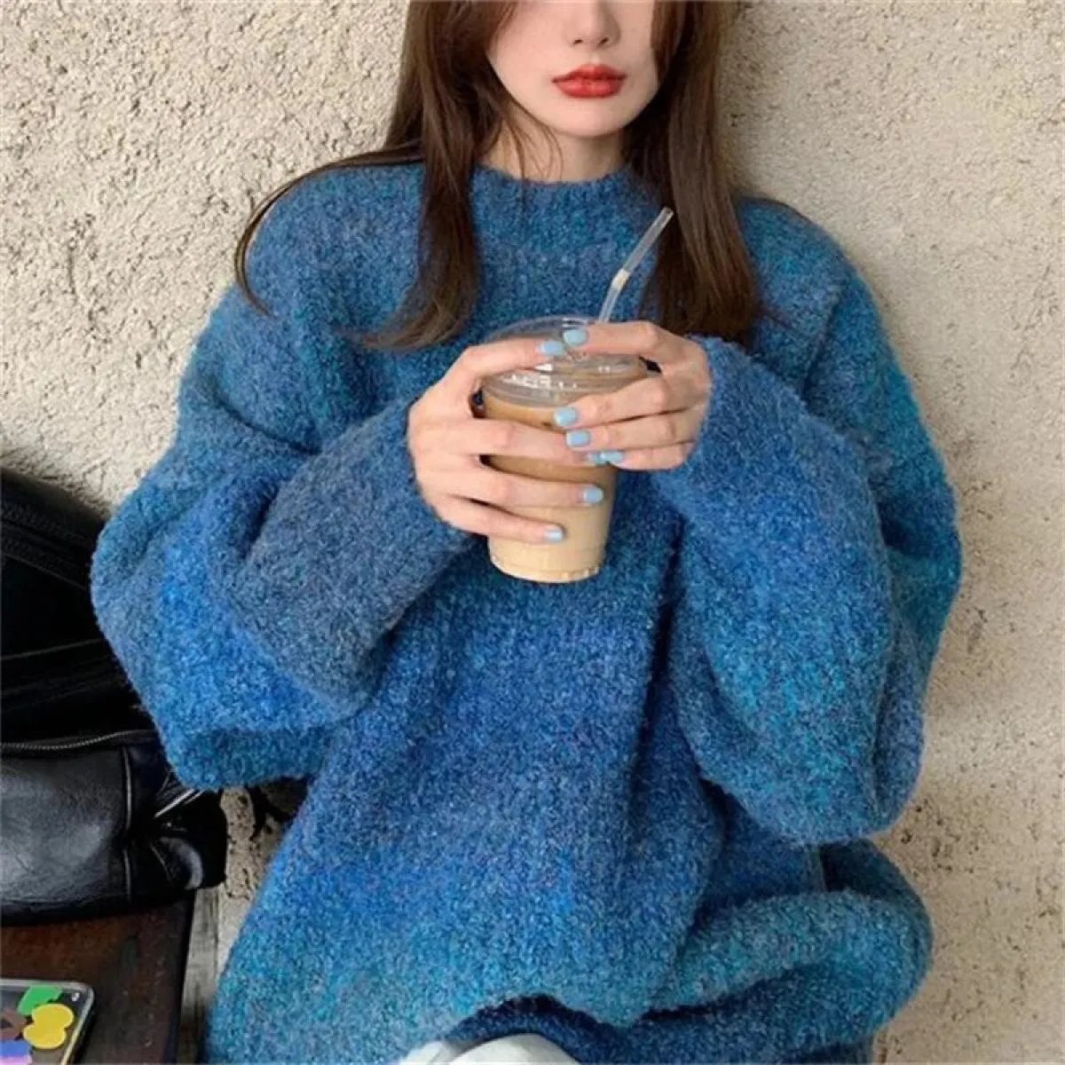 Maglione Donna Autunno Inverno 2023 Moda Pullover a maniche lunghe Chic Colorblock girocollo maglione allentato maglione  Top