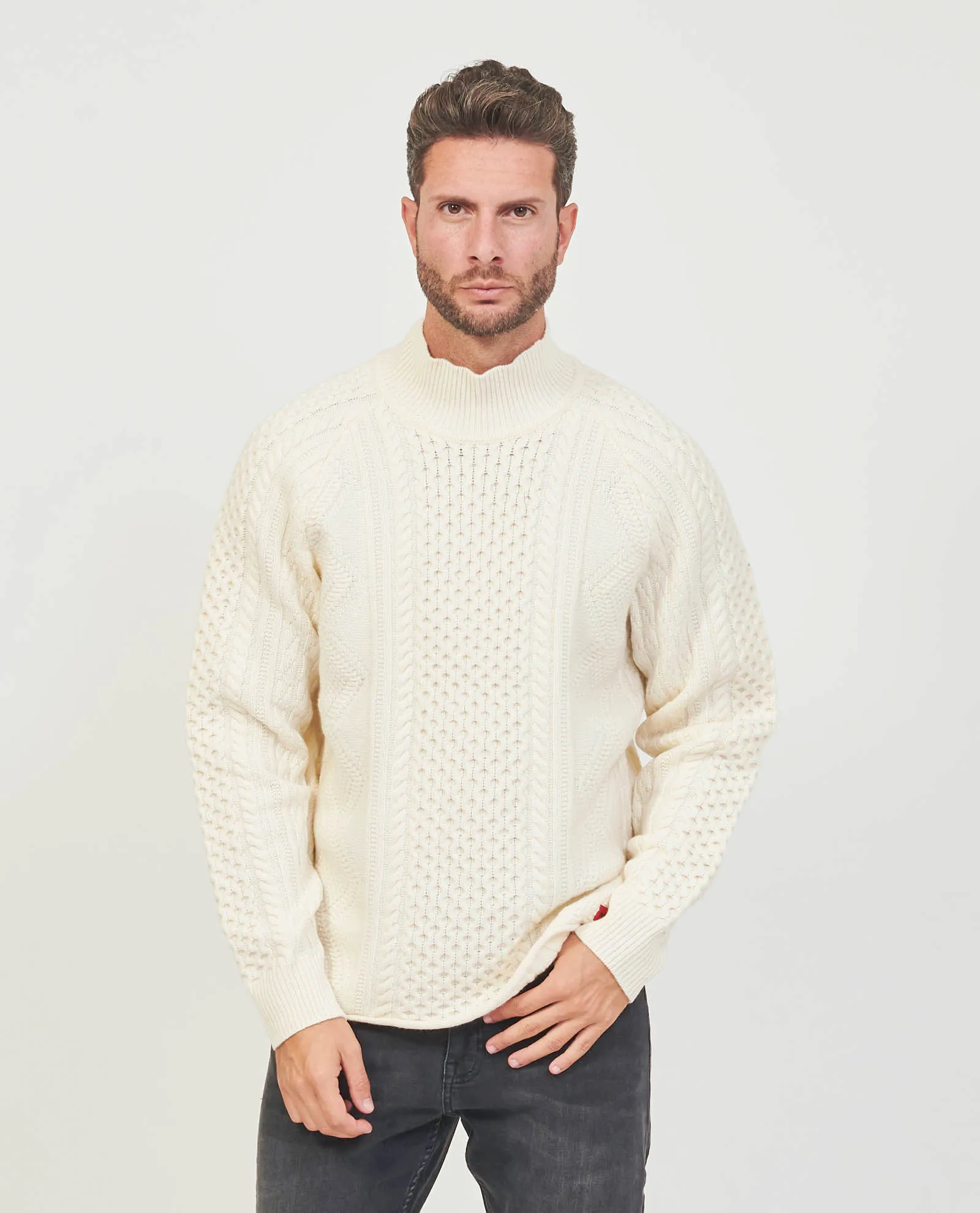 Maglione Hugo modello oversize in misto lana con trecce