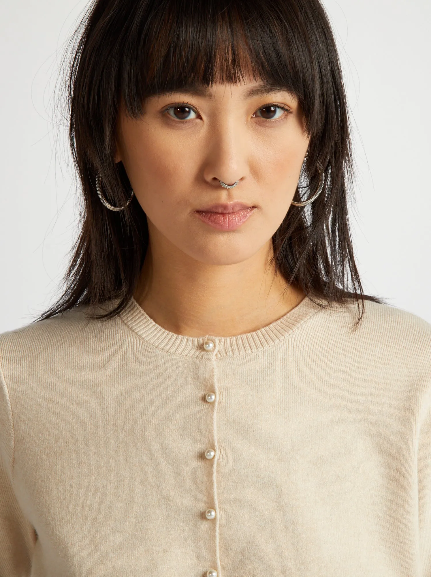 Maglione leggero a maniche corte - BEIGE