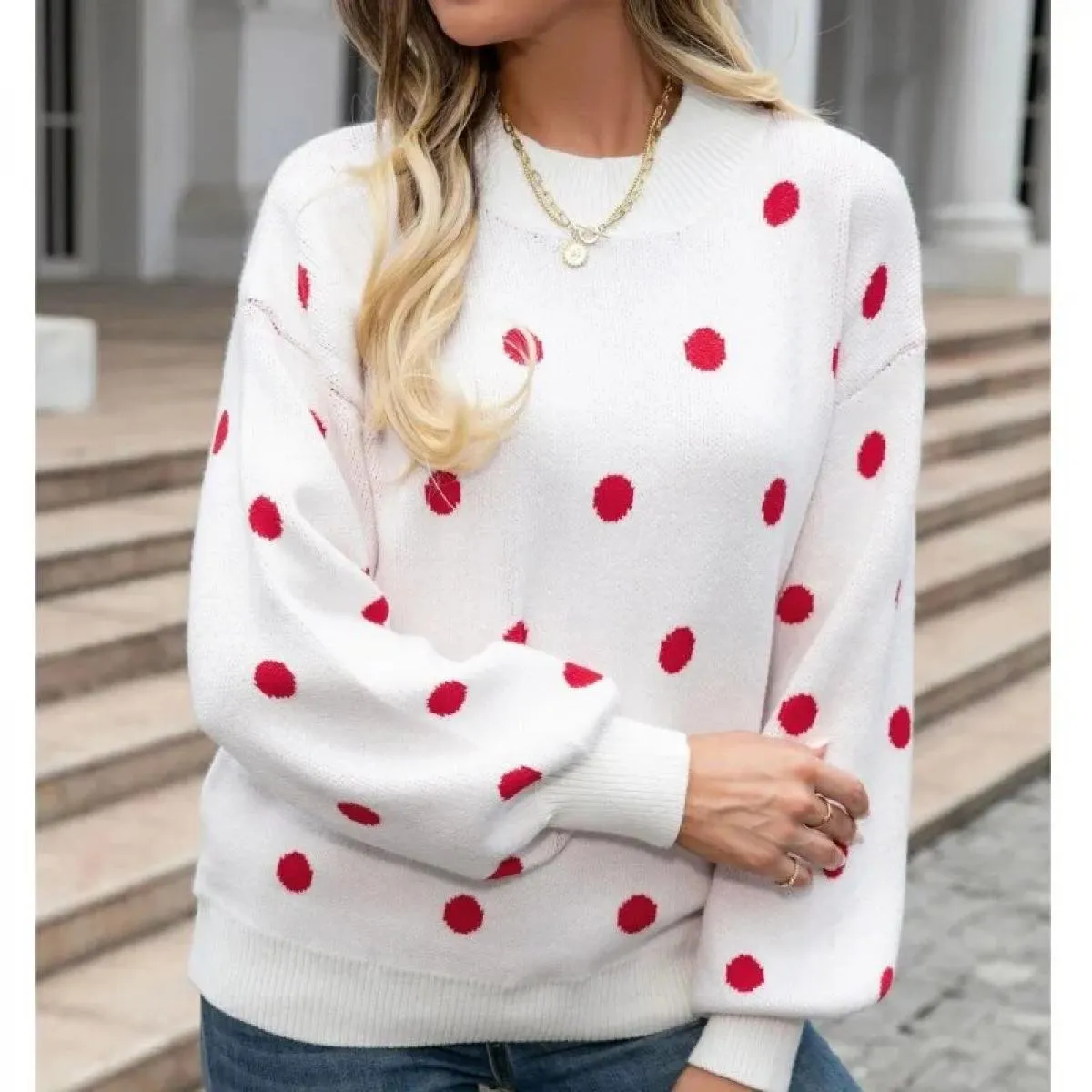 Maglioni per donna autunno inverno nuovo maglione a maniche lunghe maglione pullover a pois maglione da donna 2023