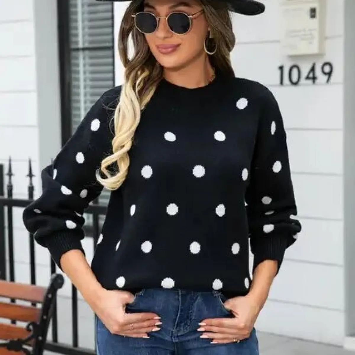 Maglioni per donna autunno inverno nuovo maglione a maniche lunghe maglione pullover a pois maglione da donna 2023