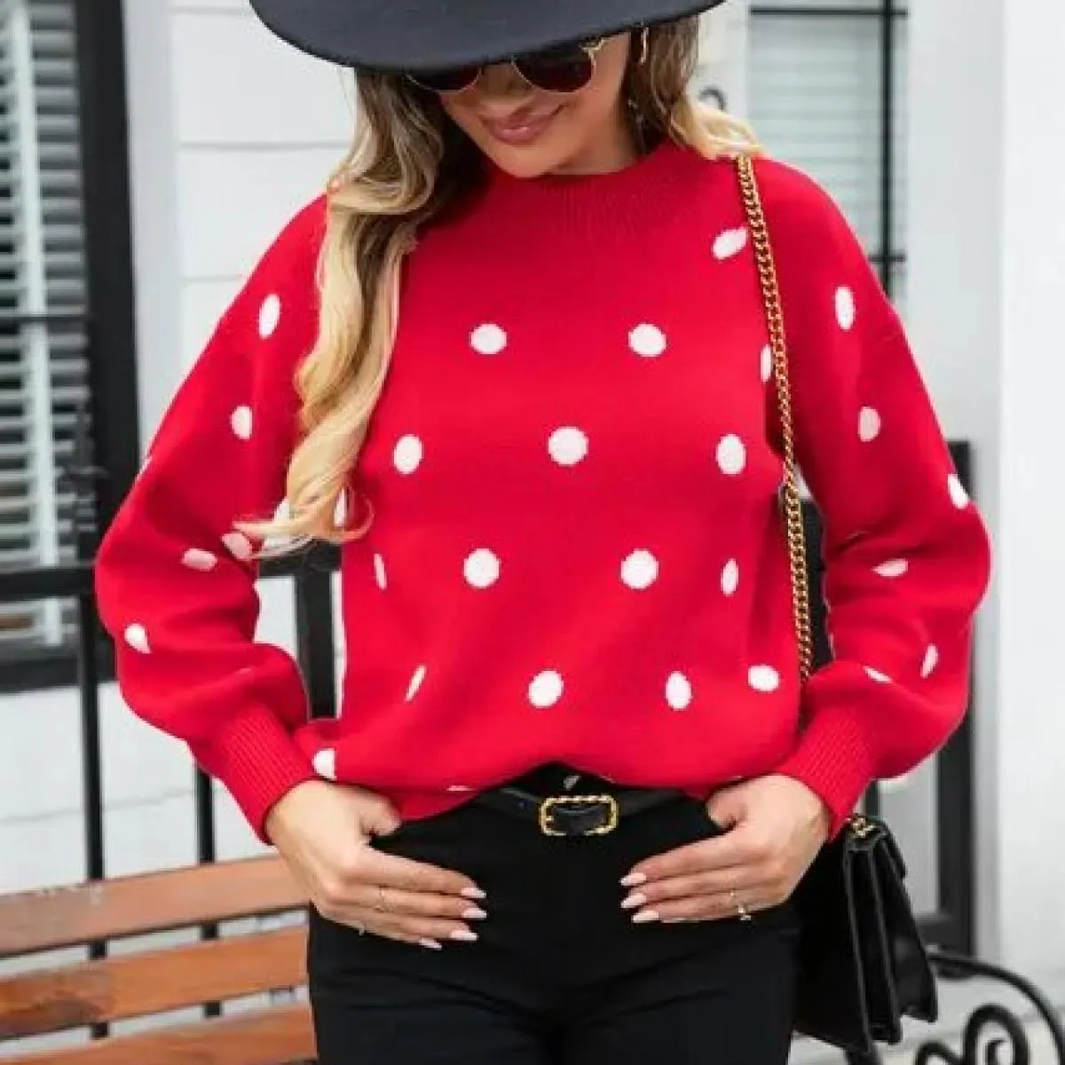 Maglioni per donna autunno inverno nuovo maglione a maniche lunghe maglione pullover a pois maglione da donna 2023
