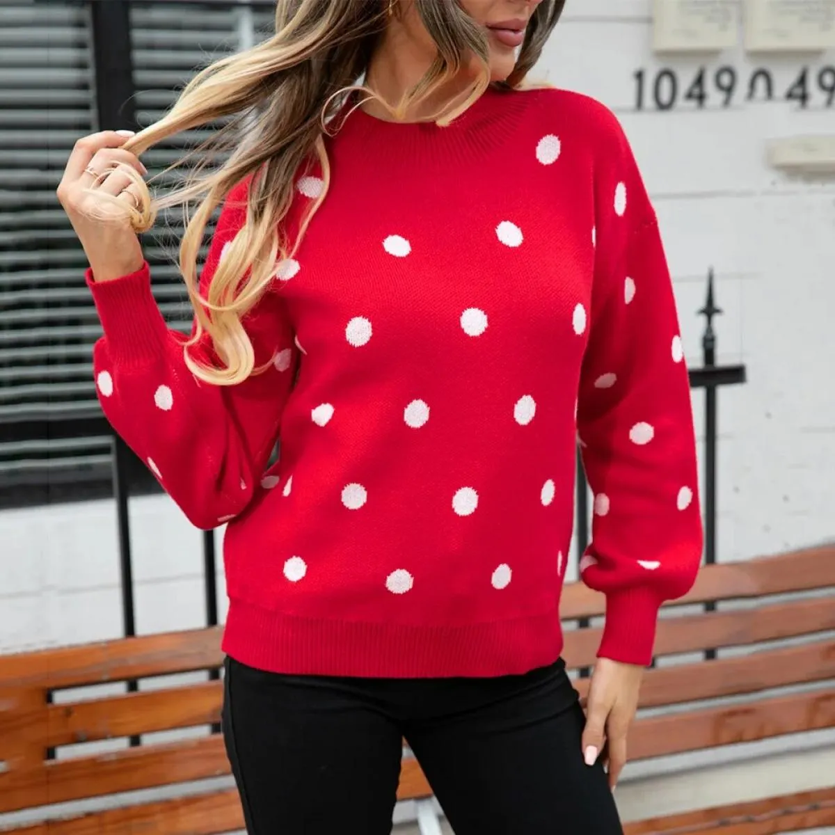 Maglioni per donna autunno inverno nuovo maglione a maniche lunghe maglione pullover a pois maglione da donna 2023