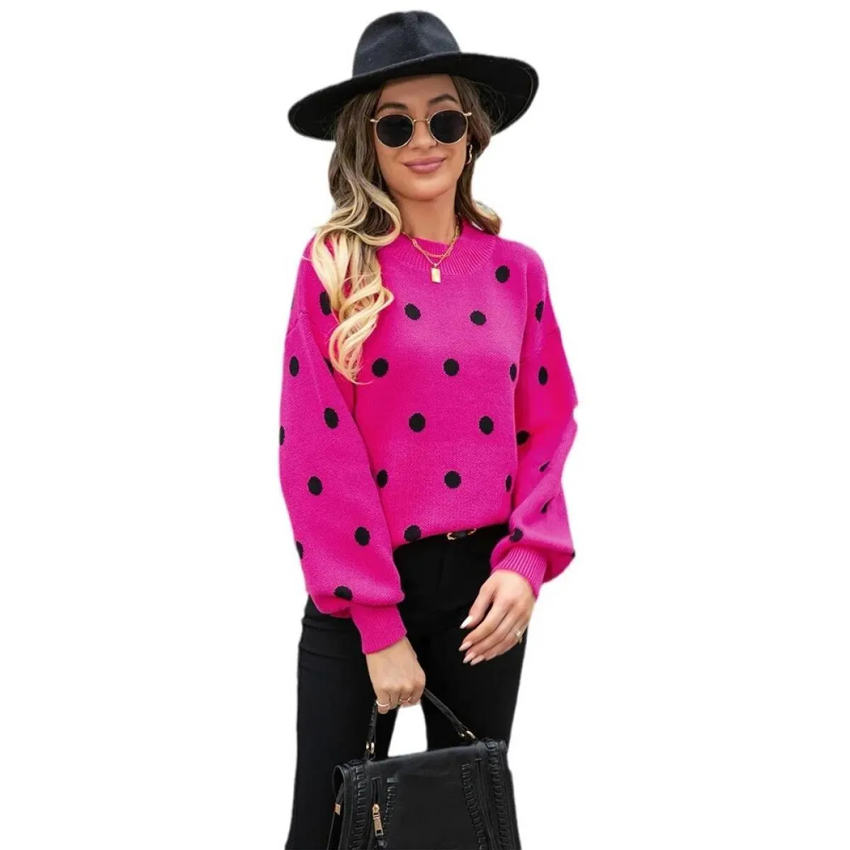 Maglioni per donna autunno inverno nuovo maglione a maniche lunghe maglione pullover a pois maglione da donna 2023