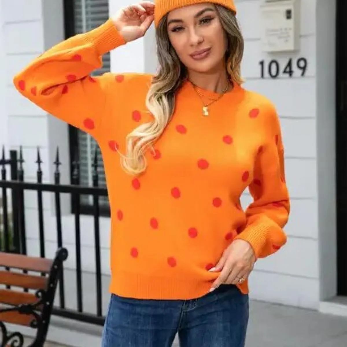 Maglioni per donna autunno inverno nuovo maglione a maniche lunghe maglione pullover a pois maglione da donna 2023