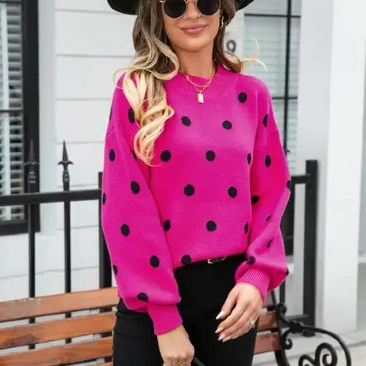 Maglioni per donna autunno inverno nuovo maglione a maniche lunghe maglione pullover a pois maglione da donna 2023