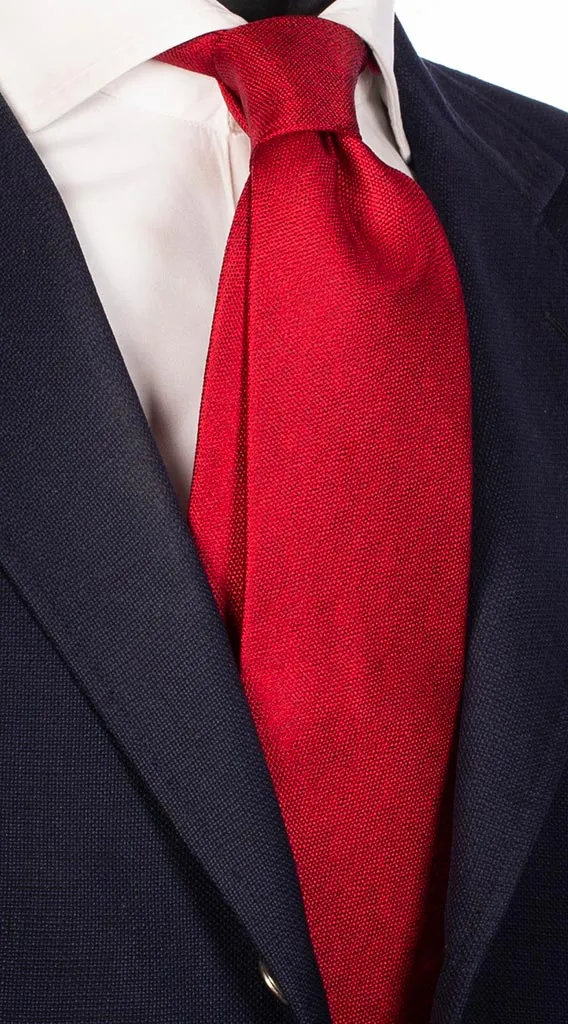 Man Red Silk Tie Tone on Tone Micro Pattern 5104