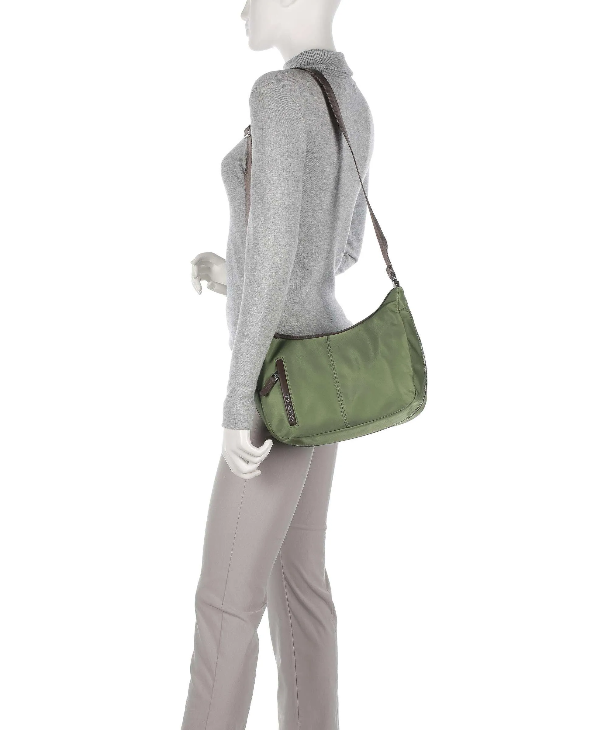  Mandarina Duck Hunter Borsa hobo nylon verde  