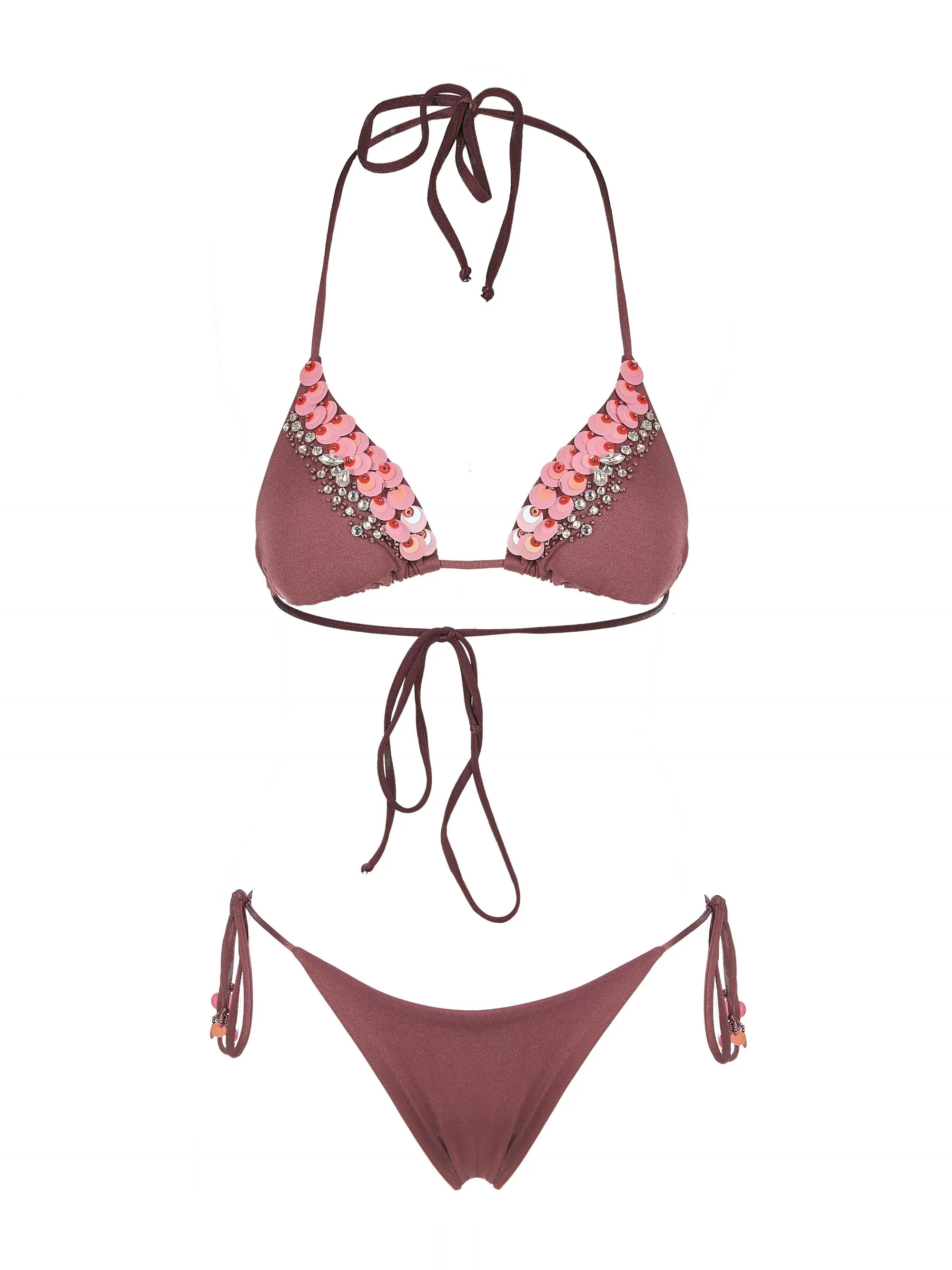 MARGHERITA MAZZEI   SLIP MARE MARRONE  CON LACCETTI