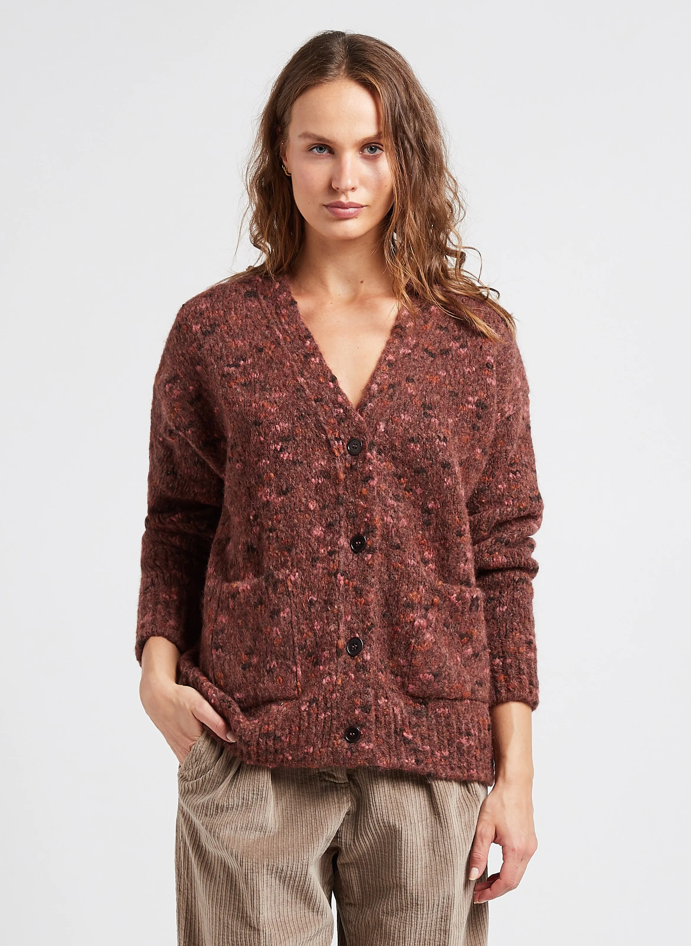  MASSCOB   BARBEAU - Cardigan scollo a V in misto alpaca | Multicolore