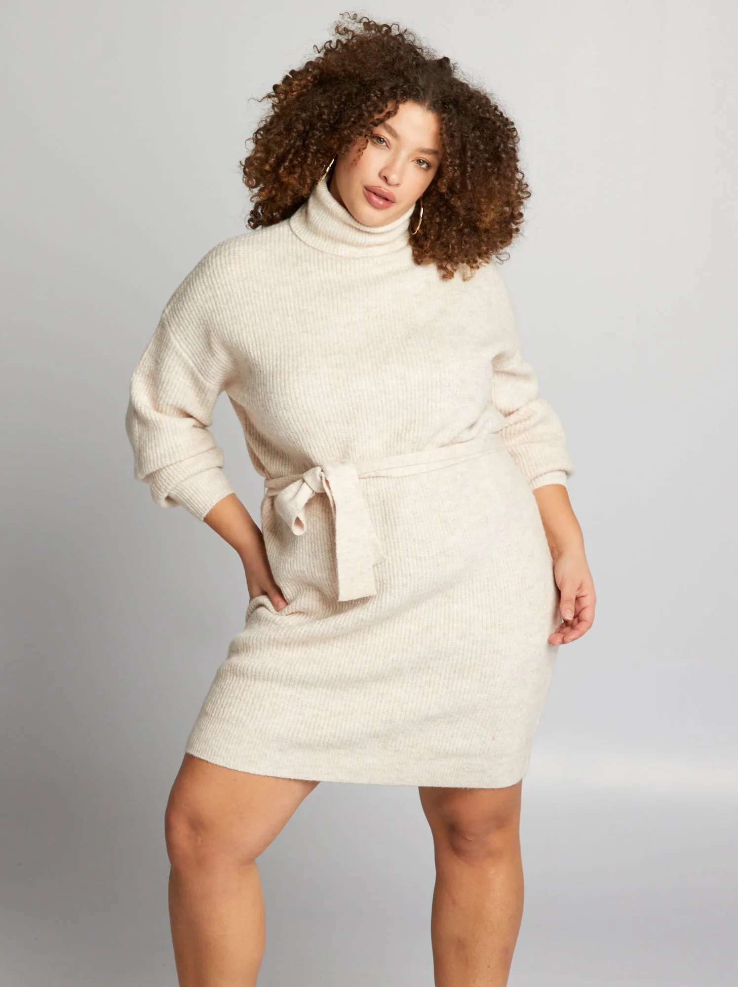 Maxi pull dolcevita - BEIGE