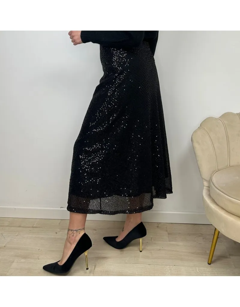 MIDI SKIRT SHINE NERO