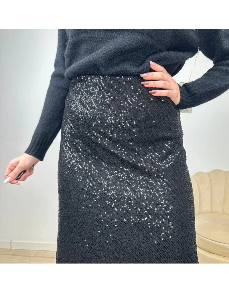 MIDI SKIRT SHINE NERO