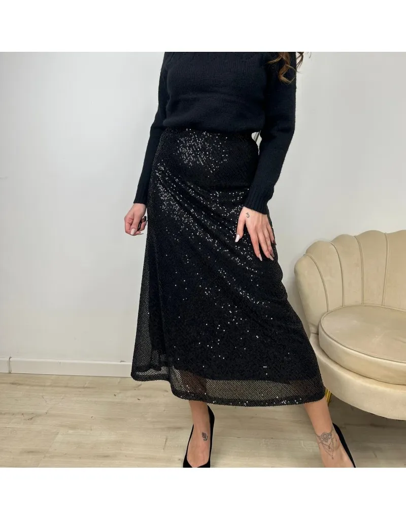 MIDI SKIRT SHINE NERO