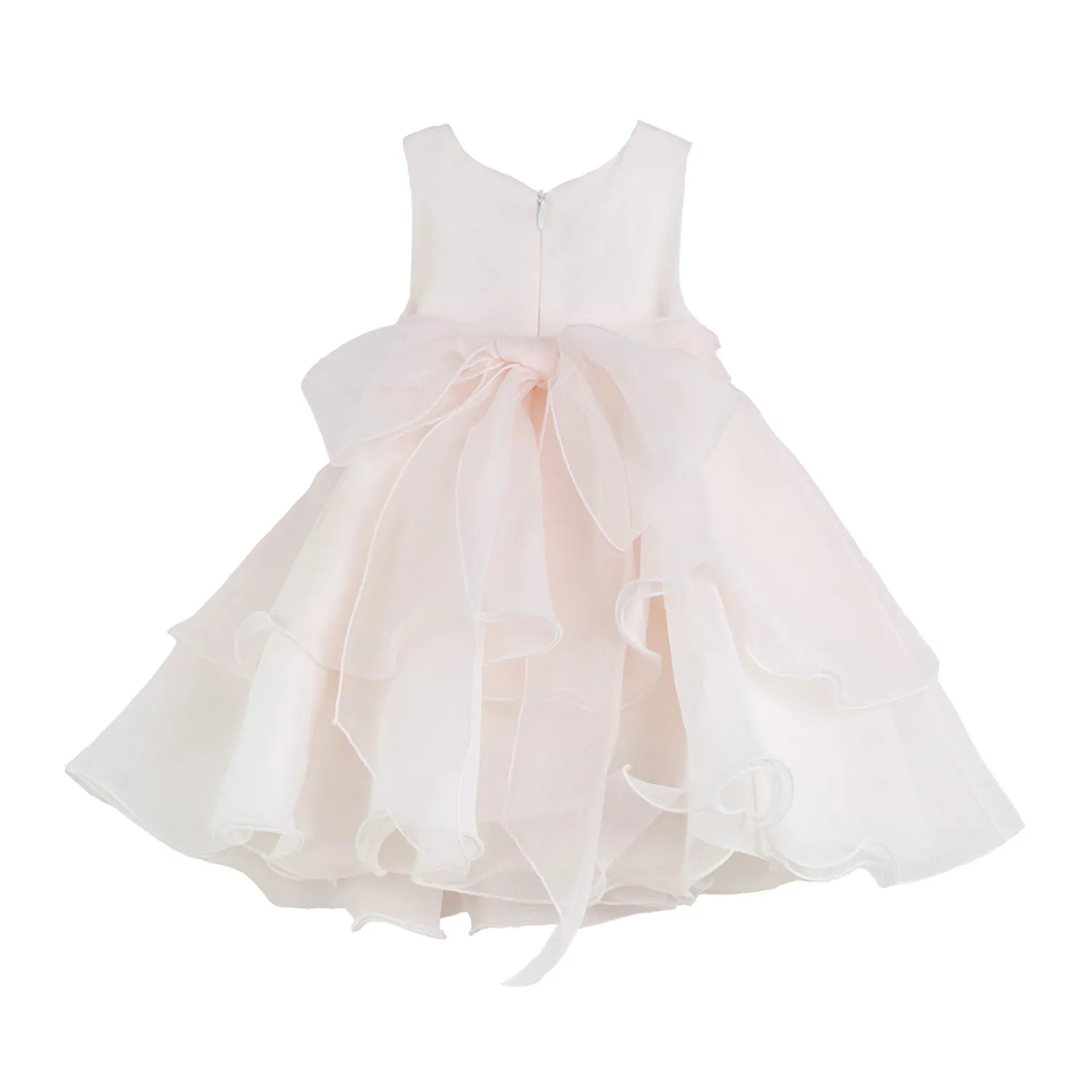 Mini Abito Tulle Rosa Chiaro Con Fiore Cipria