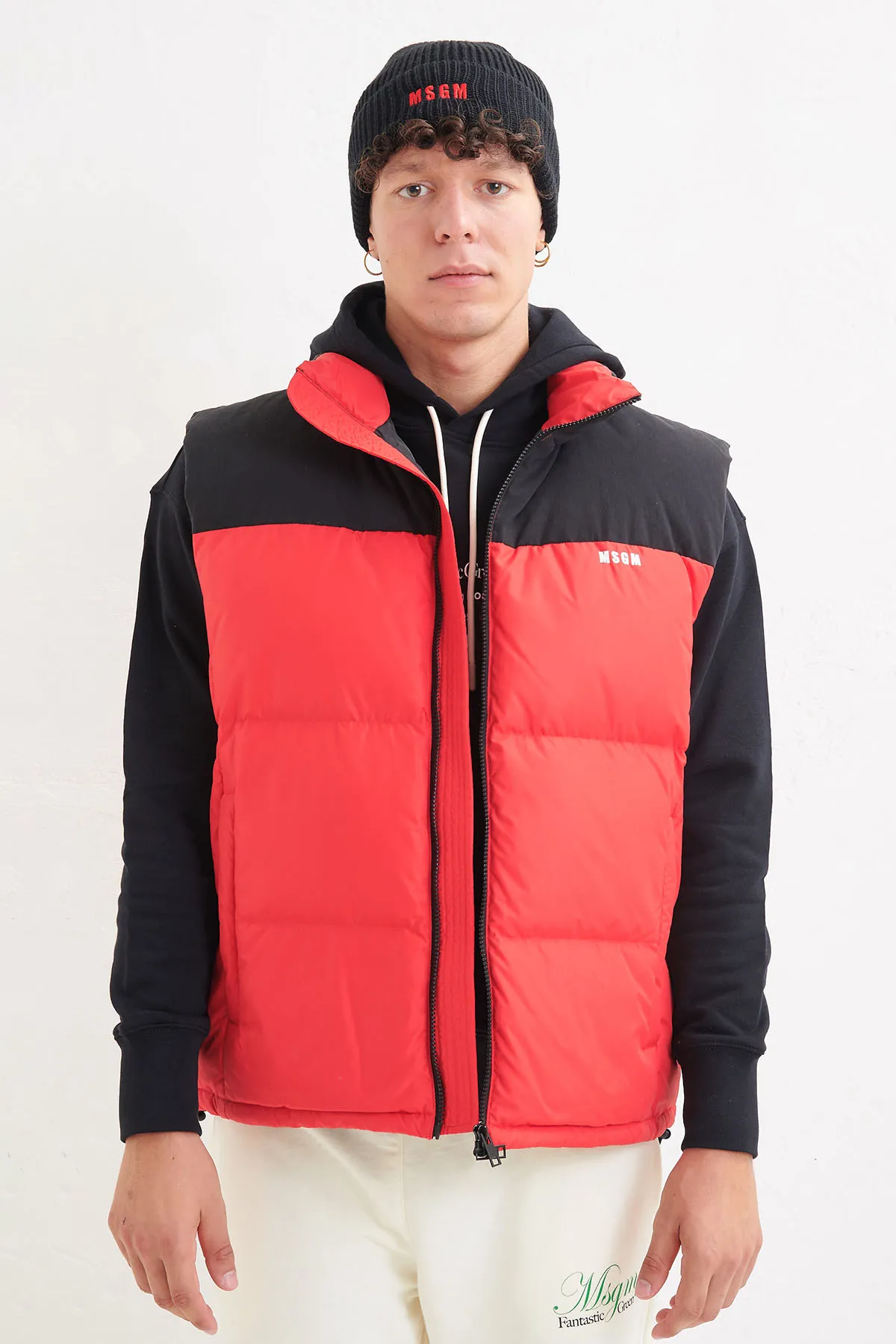 MSGM Gilet in piuma bicolore