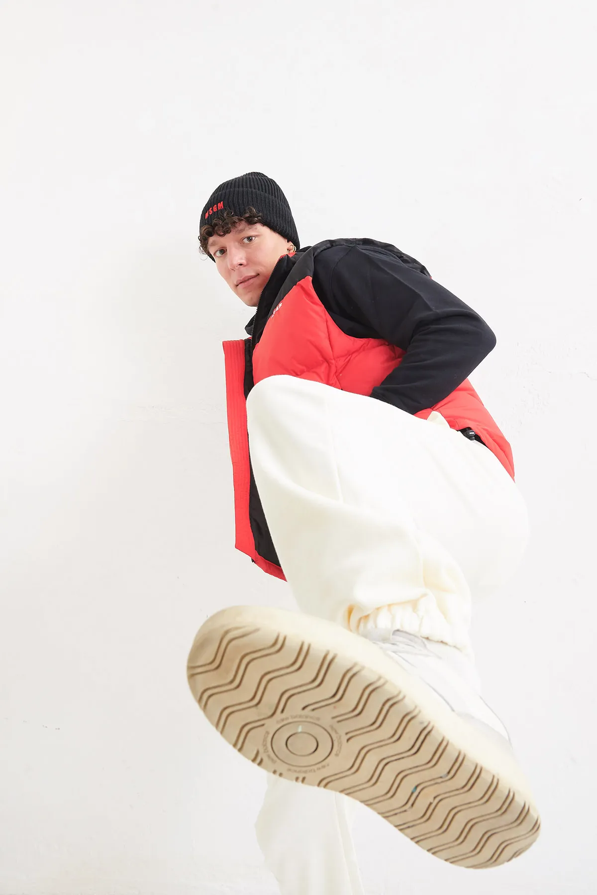 MSGM Gilet in piuma bicolore