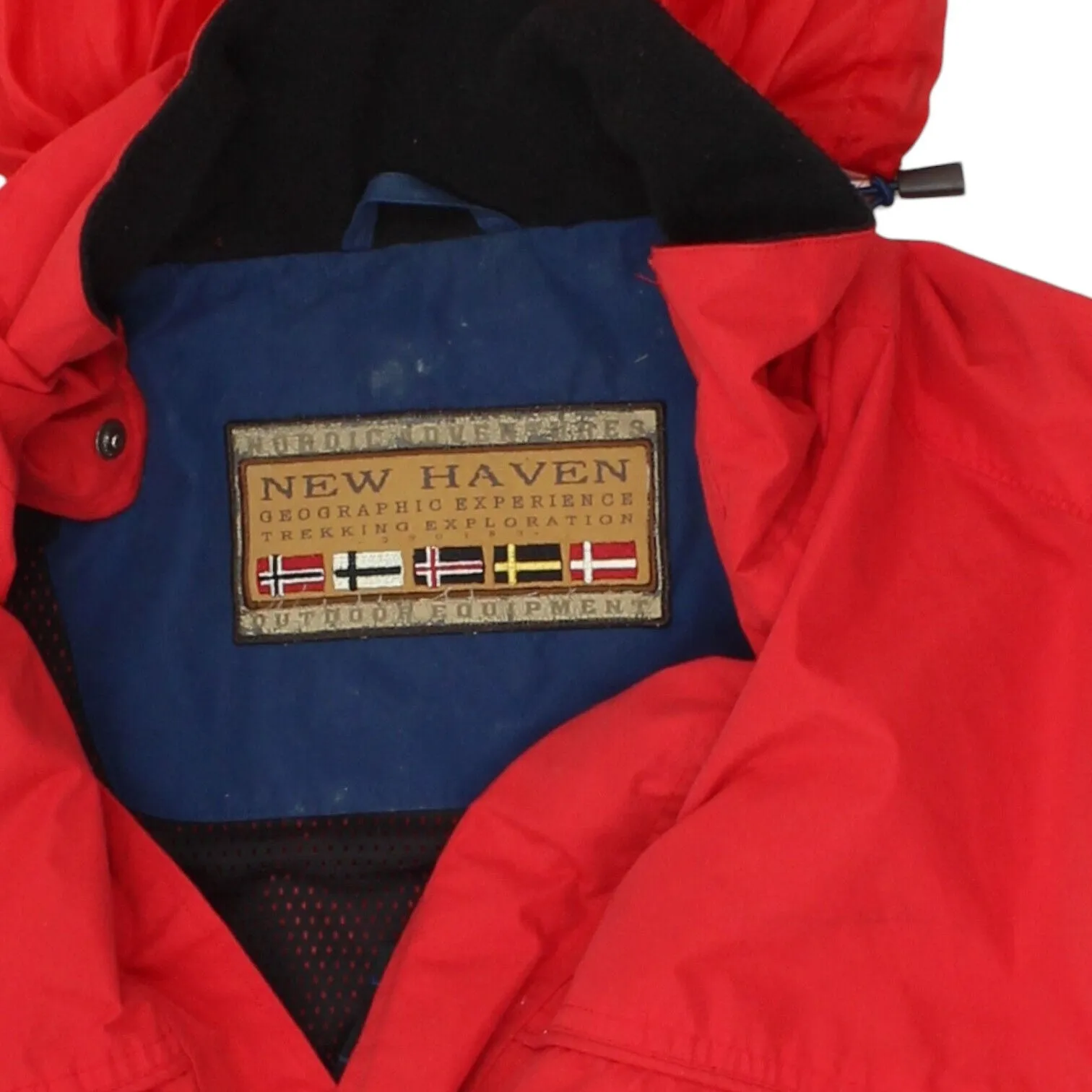 New Haven Mens Red Fleece Lined Hooded Jacket | Outdoors Designer Trekking Coat