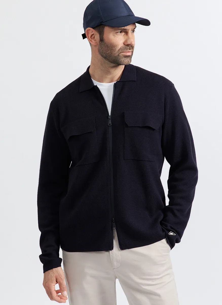 NEW MAN   ITINERARY - Cardigan collo classico dritto in maglia | Blu