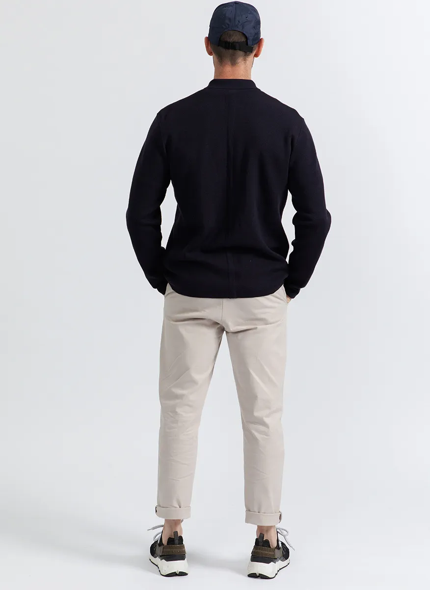  NEW MAN   ITINERARY - Cardigan collo classico dritto in maglia | Blu
