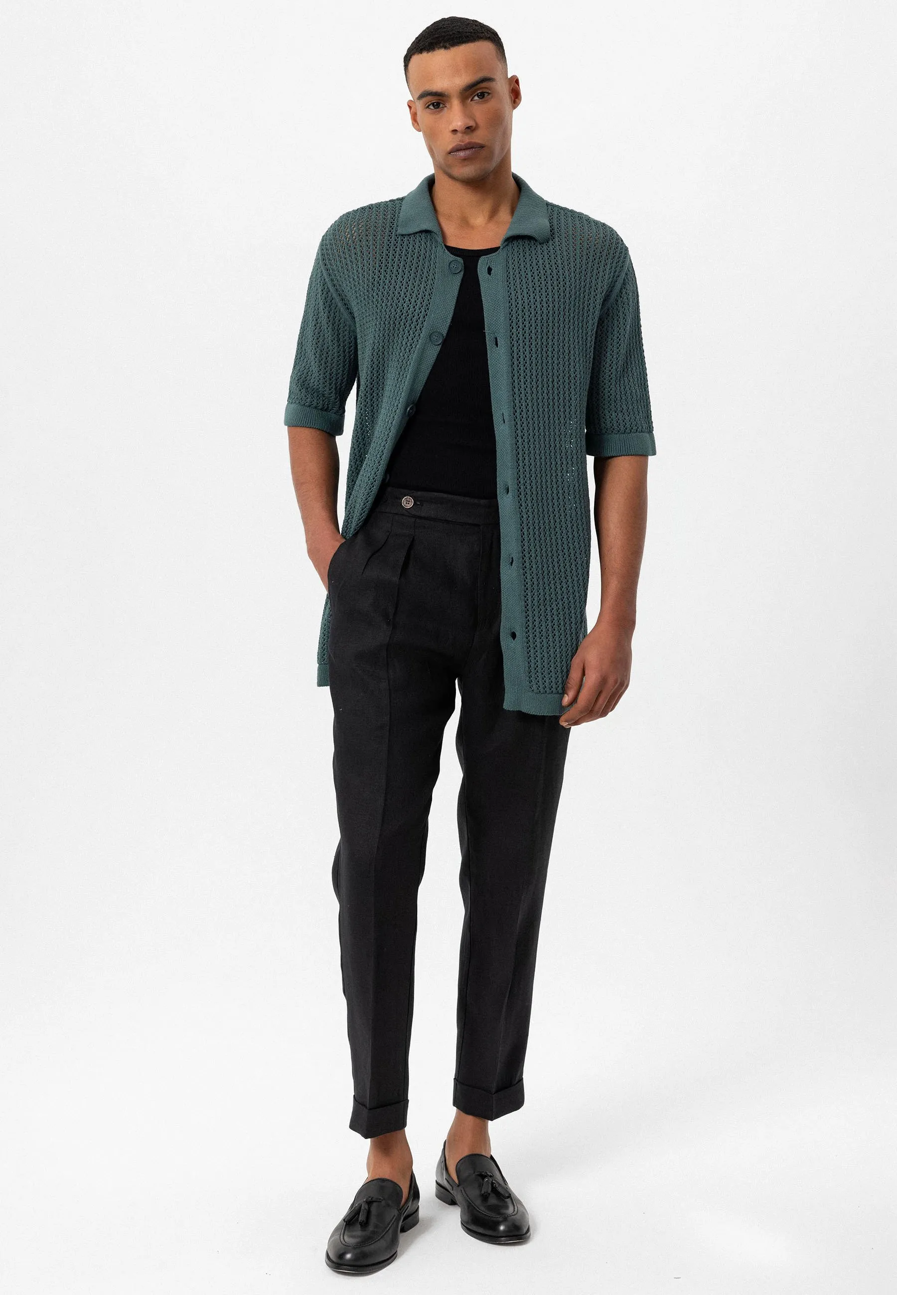 NIAMEY  SHORT SLEEVE REGULAR FIT  CELLULAR KNITTED - Cardigan