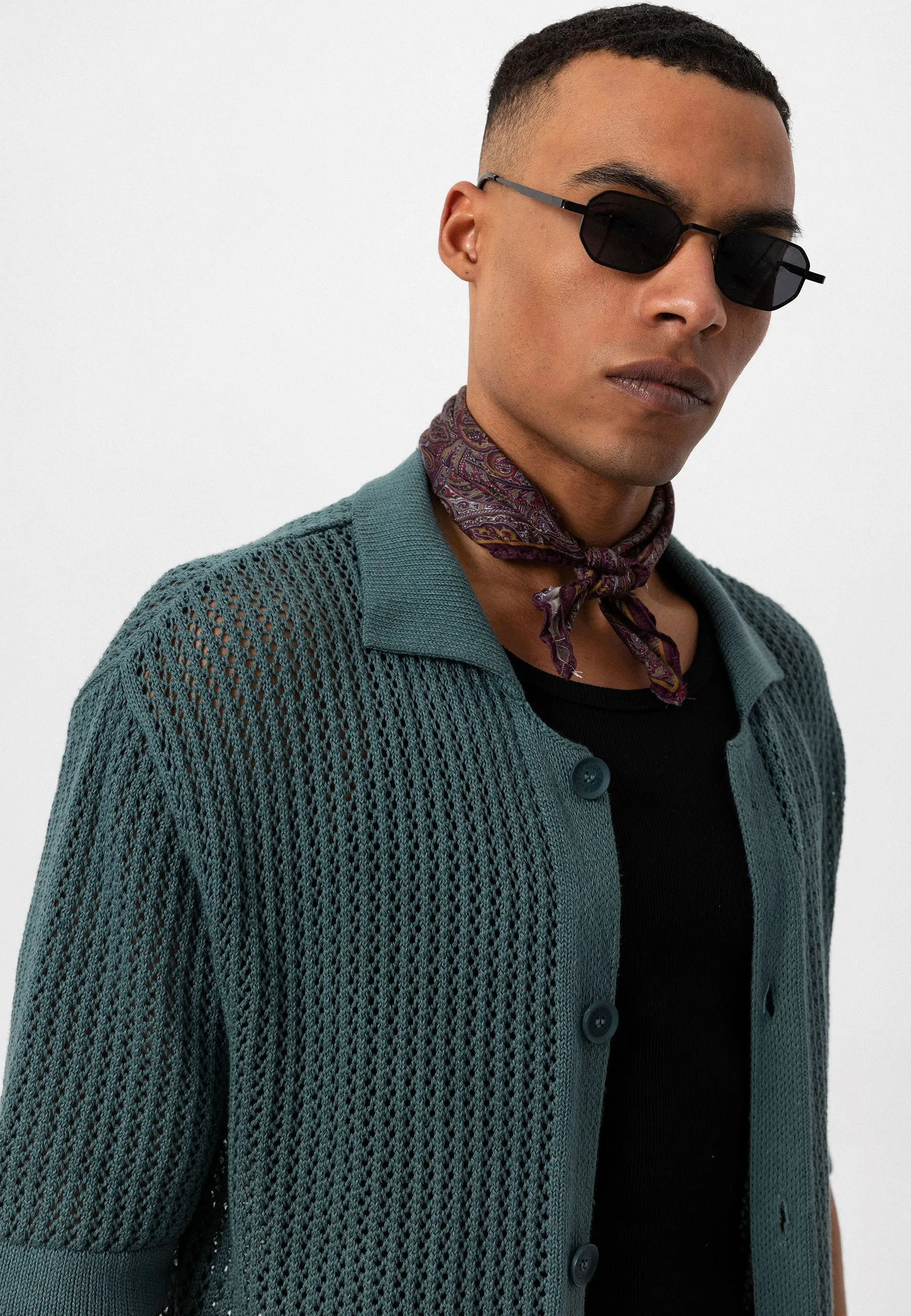 NIAMEY  SHORT SLEEVE REGULAR FIT  CELLULAR KNITTED - Cardigan