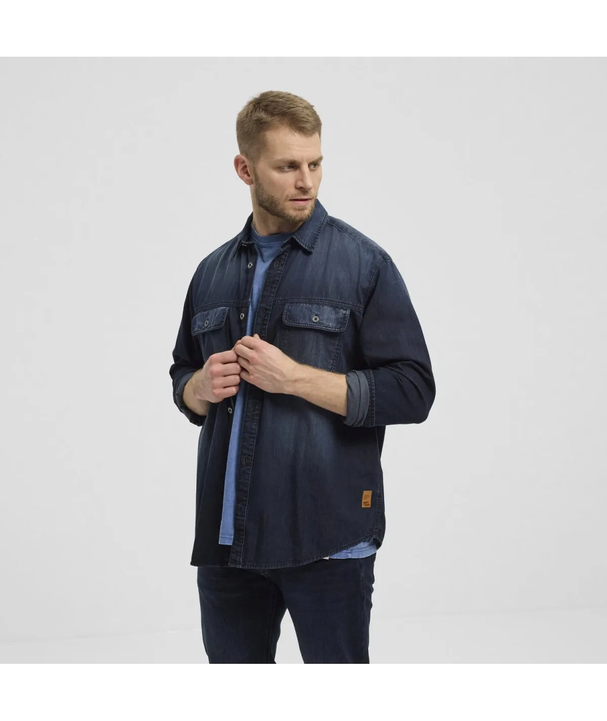 NORTH 56DENIM CAMICIA DI JEANS DA UOMO TAGLIE FORTI