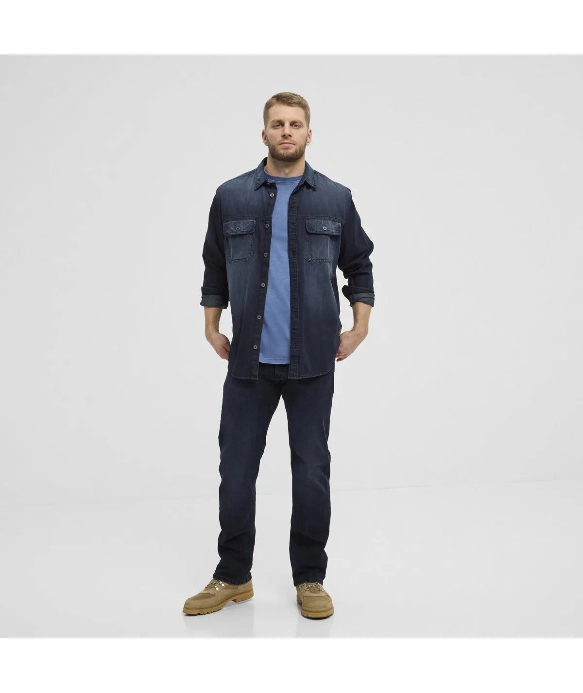 NORTH 56DENIM CAMICIA DI JEANS DA UOMO TAGLIE FORTI