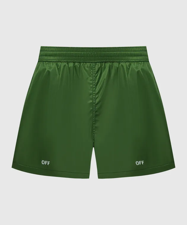 Off-White Shorts da bagno verdi con stampa logo OMFD011S24FAB001