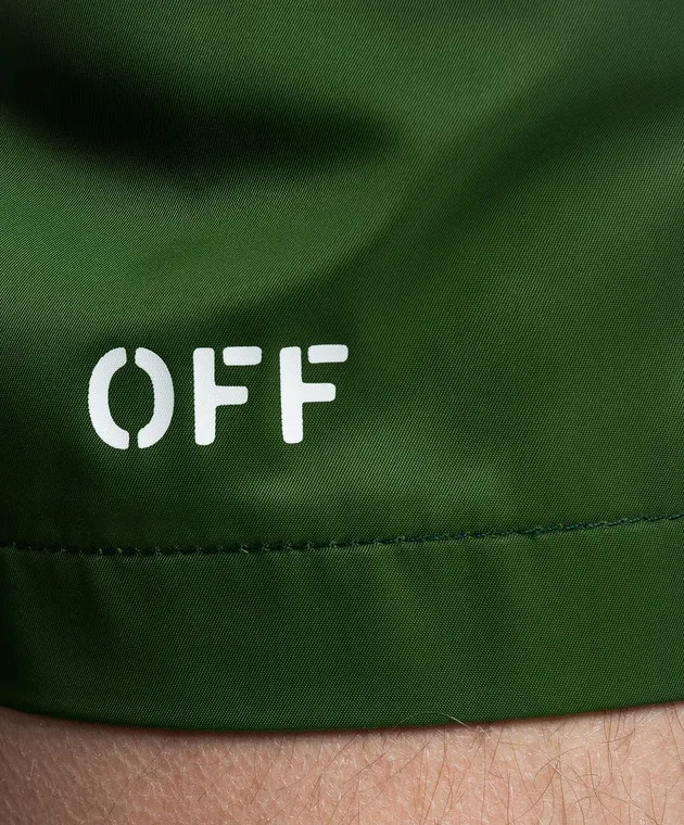 Off-White Shorts da bagno verdi con stampa logo OMFD011S24FAB001