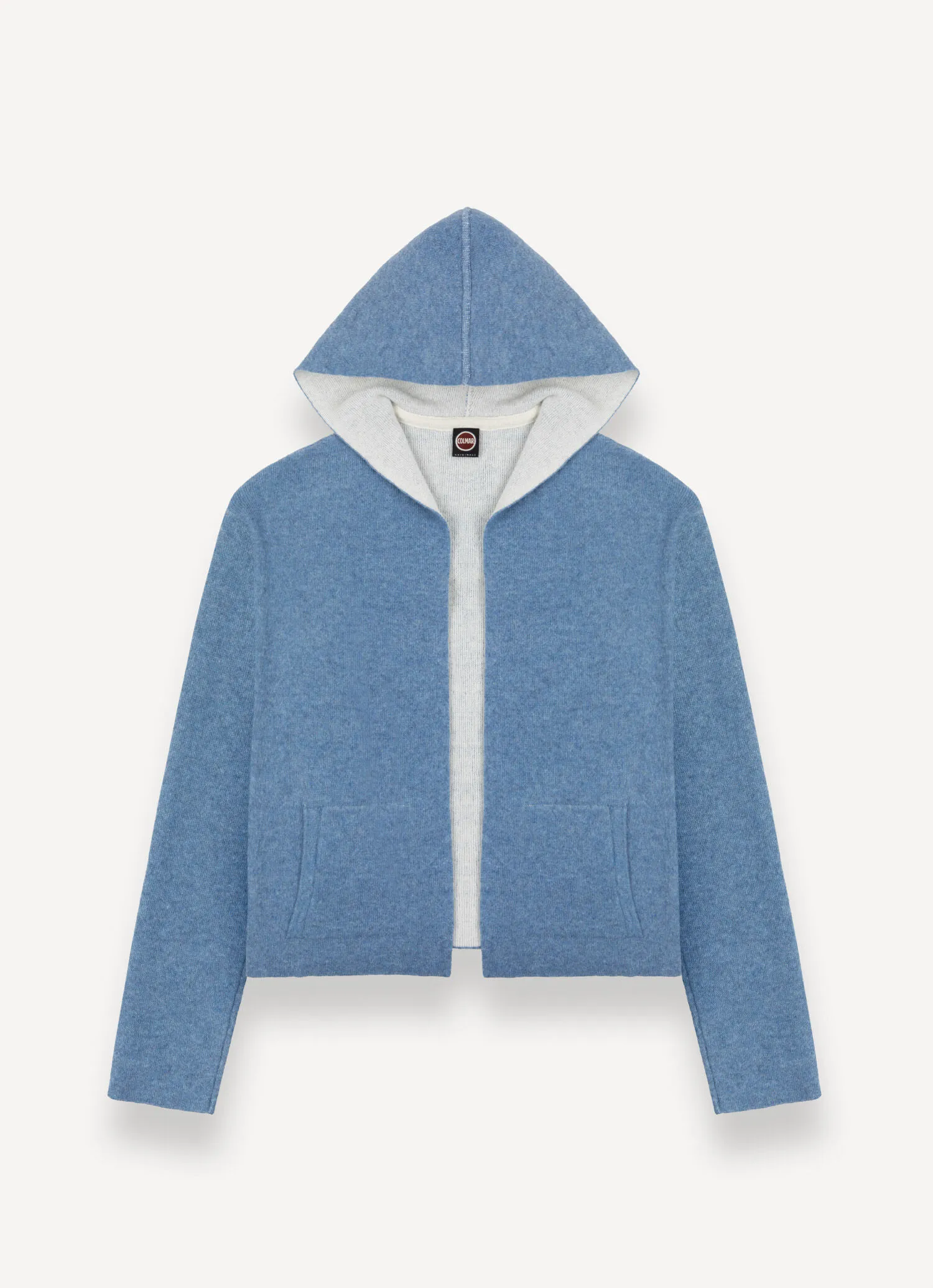 Open two-tone wool baize cardigan