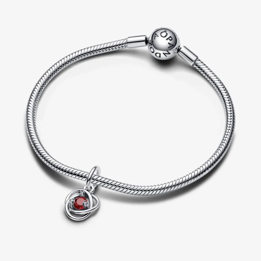 Pandora Charm Pendente Cerchio Eterno Rosso Scuro Gennaio