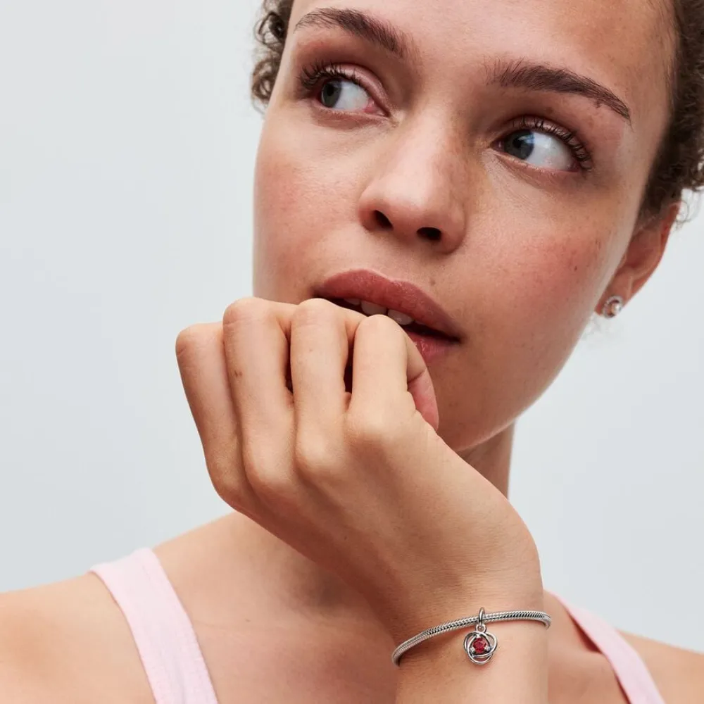 Pandora Charm Pendente Cerchio Eterno Rosso Scuro Gennaio