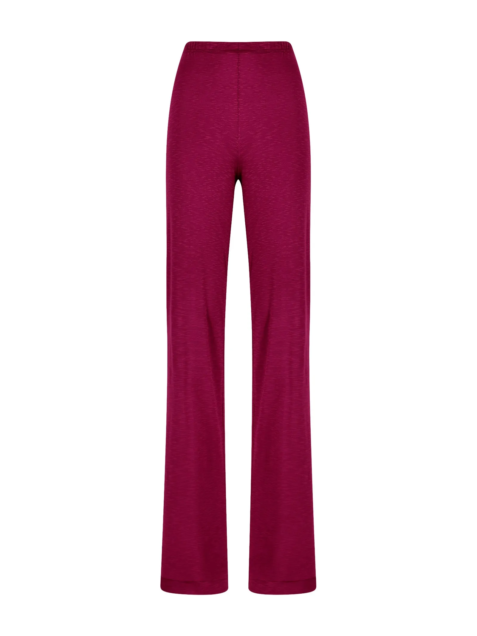 Pantalone a palazzo in slub Jersey di viscosa - Rhododendron