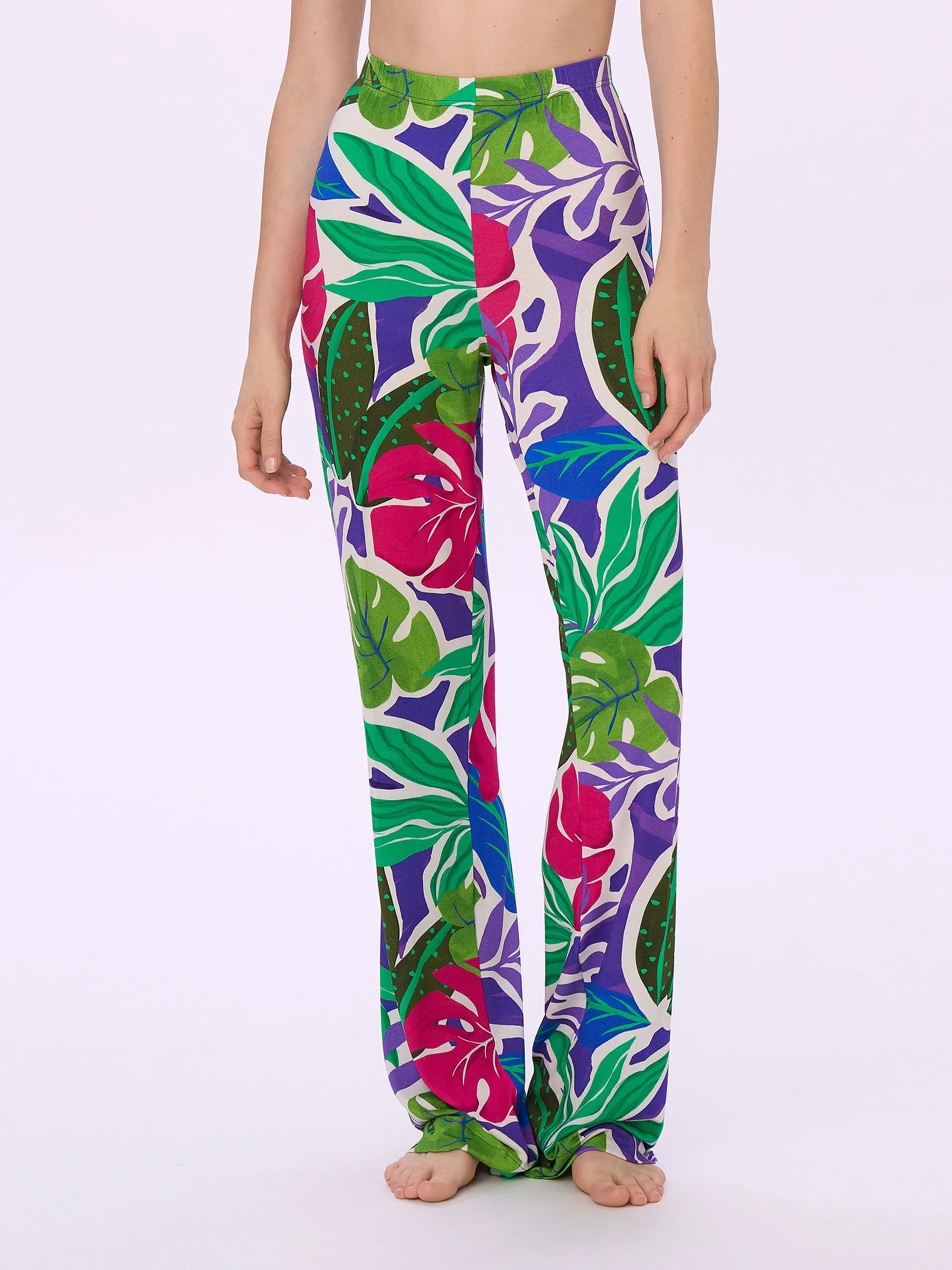 Pantalone a palazzo in Viscosa Summer - Fant. Prism Violet