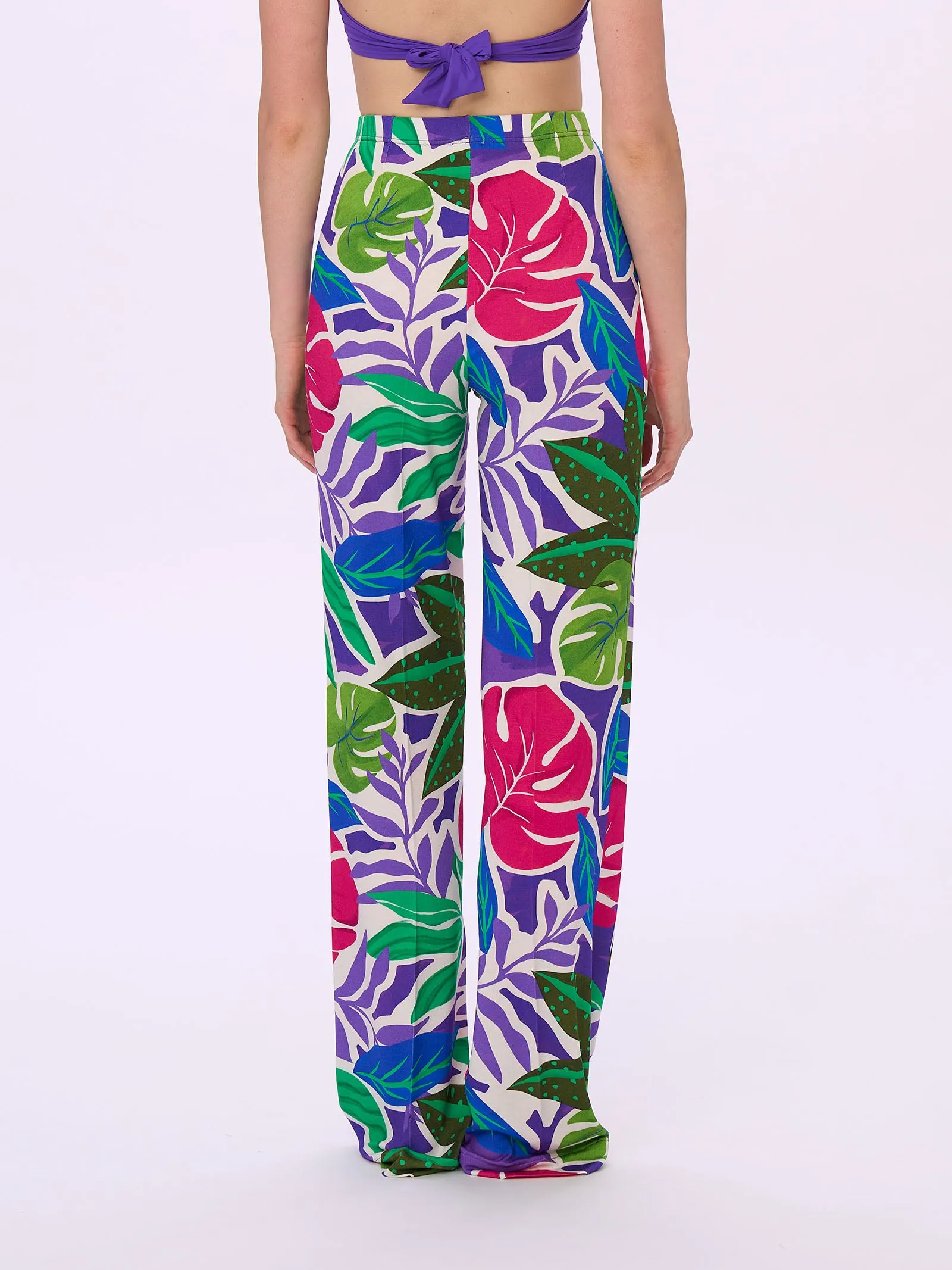 Pantalone a palazzo in Viscosa Summer - Fant. Prism Violet