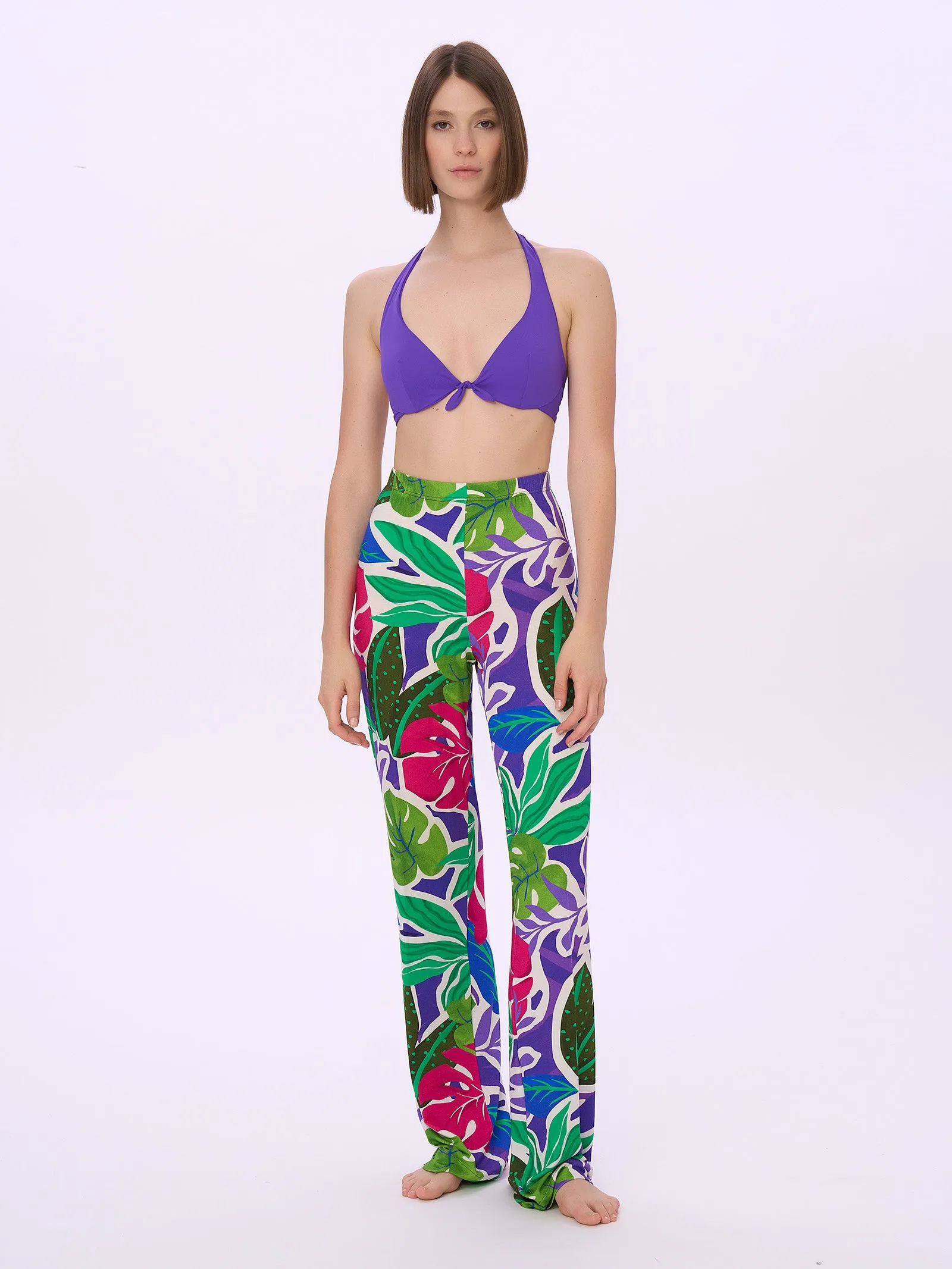 Pantalone a palazzo in Viscosa Summer - Fant. Prism Violet