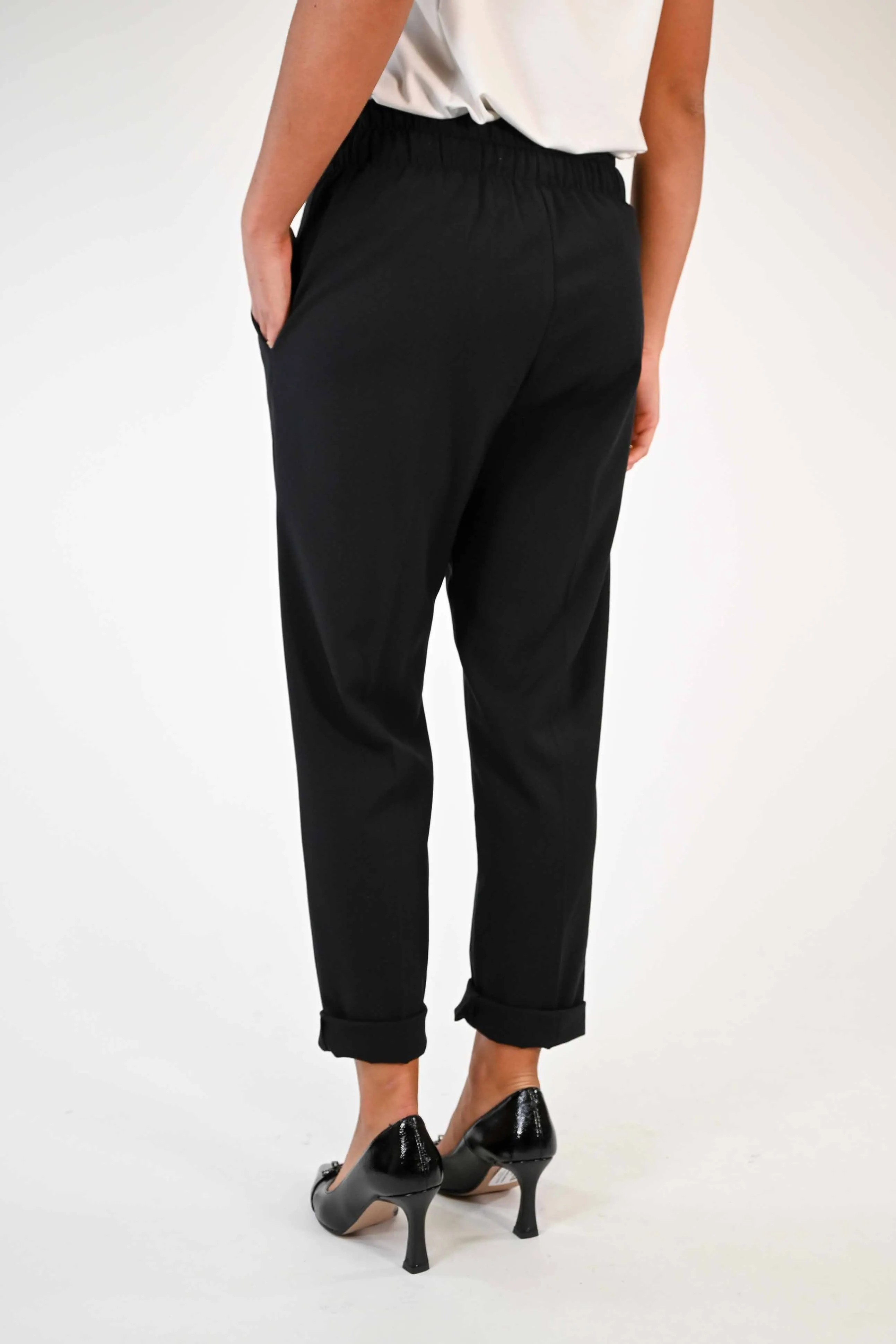 PANTALONE BAGGY CON ELASTICO E COULISSE NERO