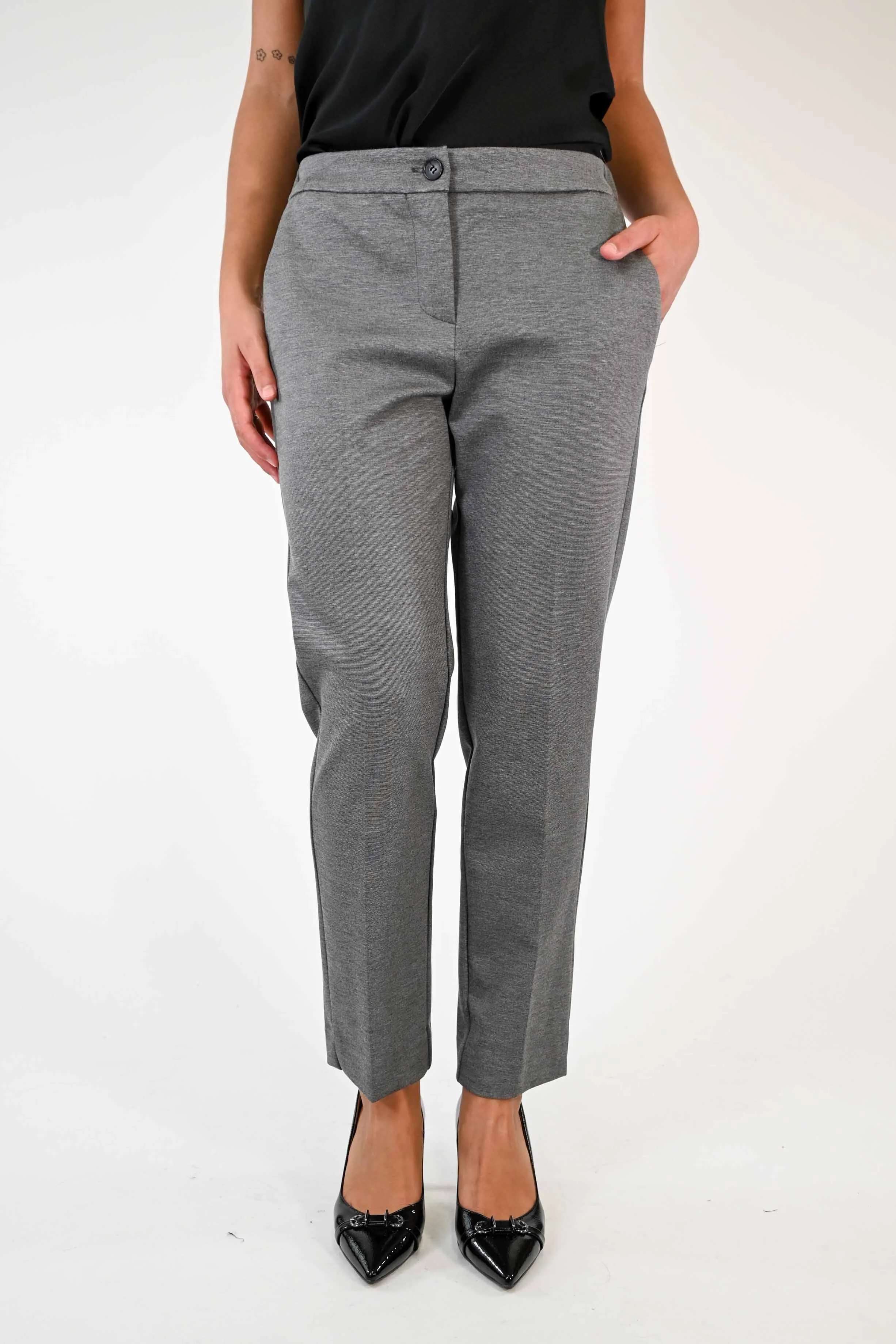 PANTALONE CAPRI IN PUNTO MILANO COLOR GRIGIO