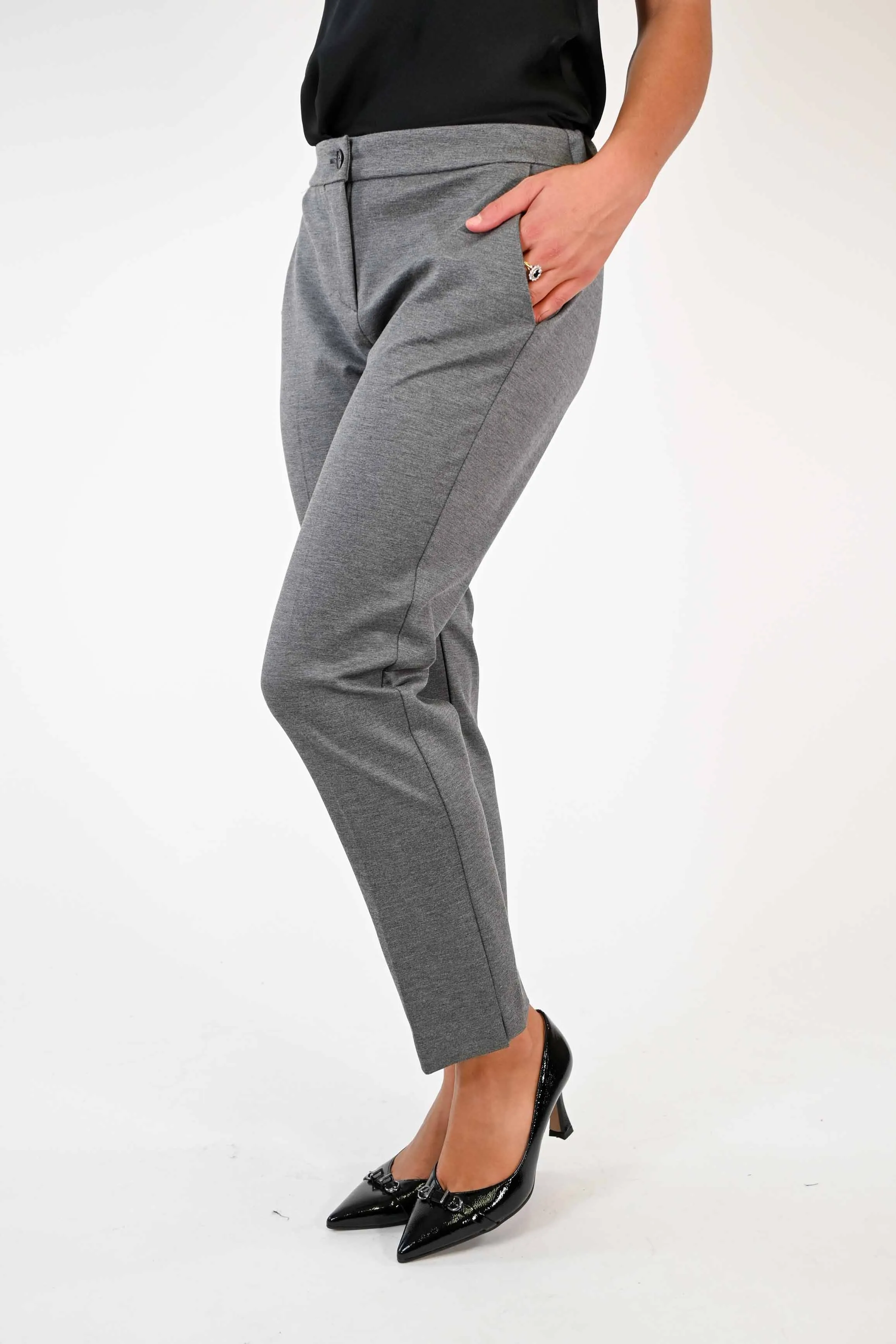 PANTALONE CAPRI IN PUNTO MILANO COLOR GRIGIO