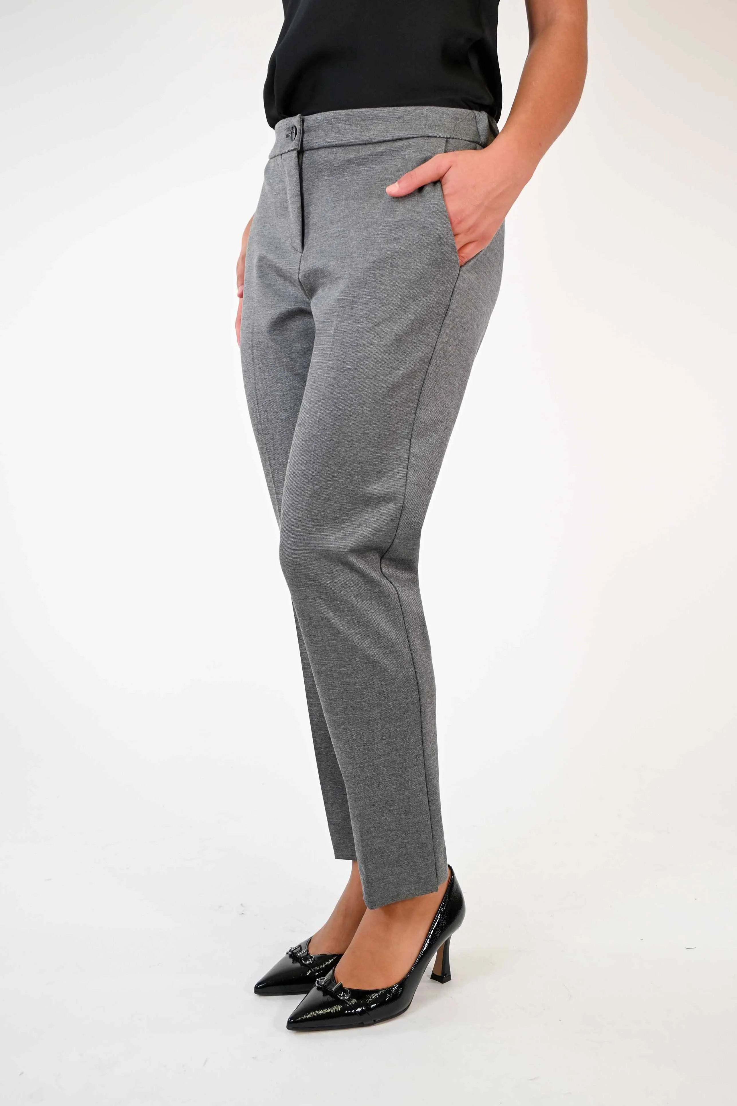 PANTALONE CAPRI IN PUNTO MILANO COLOR GRIGIO