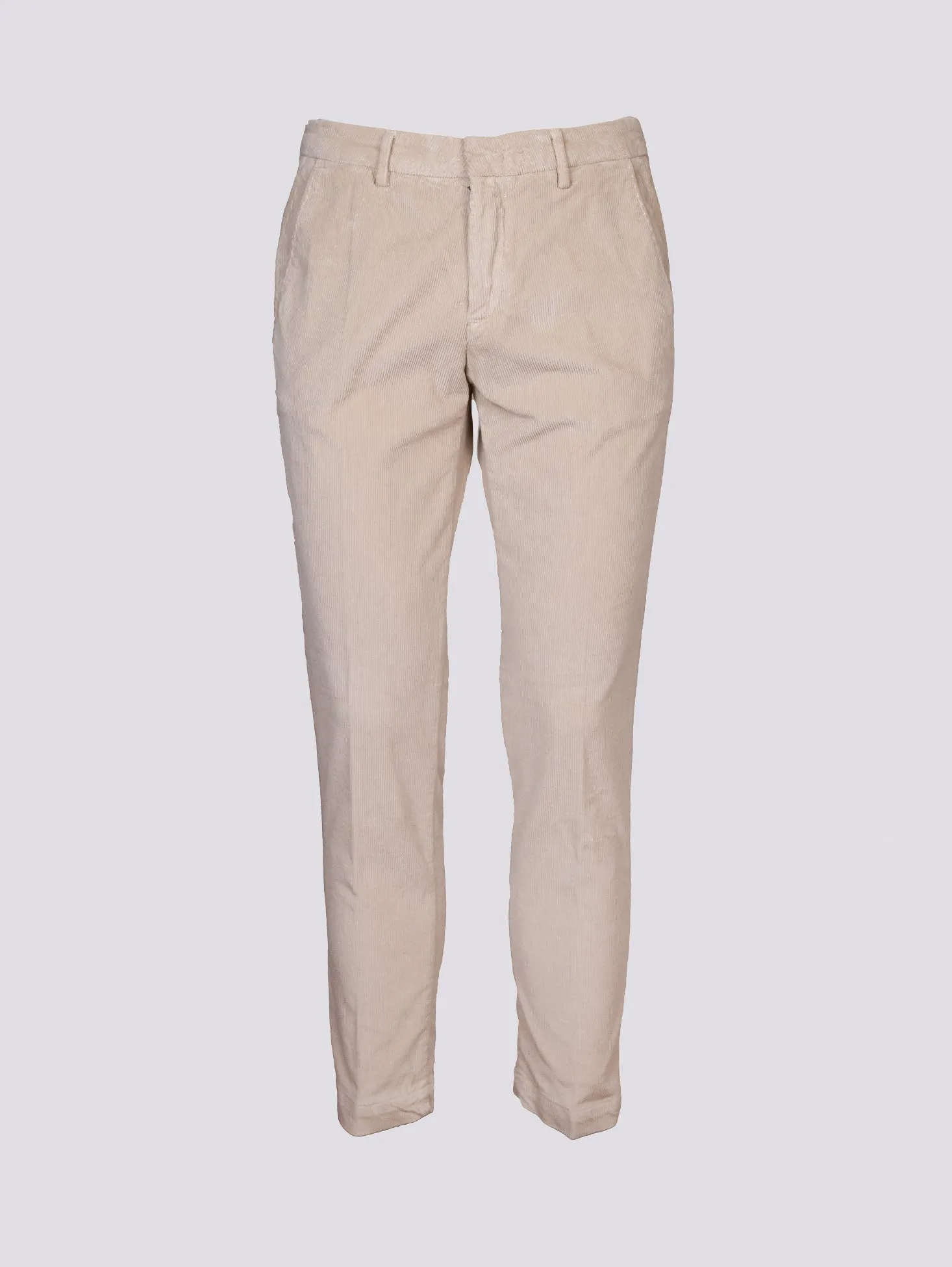 PANTALONE IN VELLUTO BEIGE CON TASCA A FILO