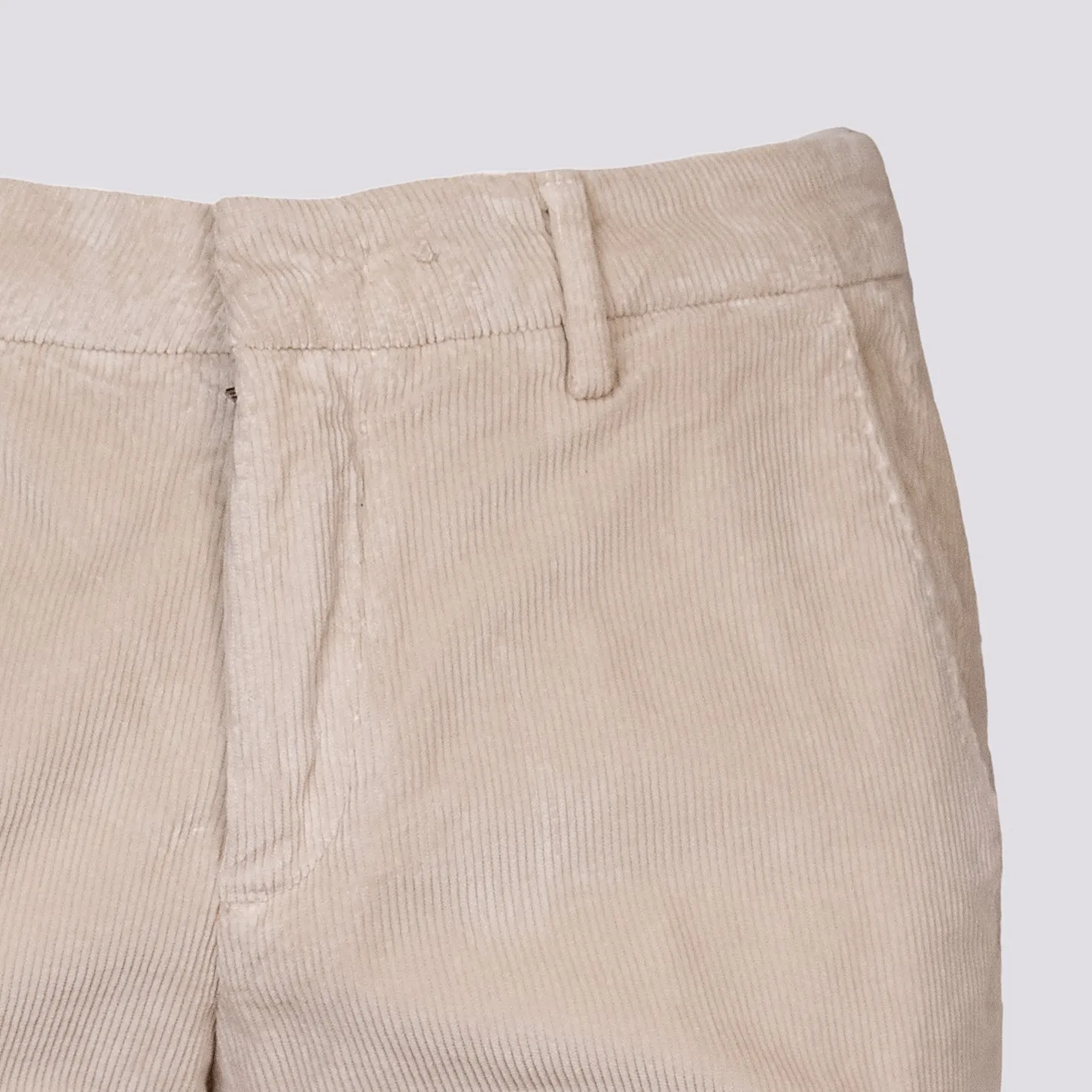 PANTALONE IN VELLUTO BEIGE CON TASCA A FILO