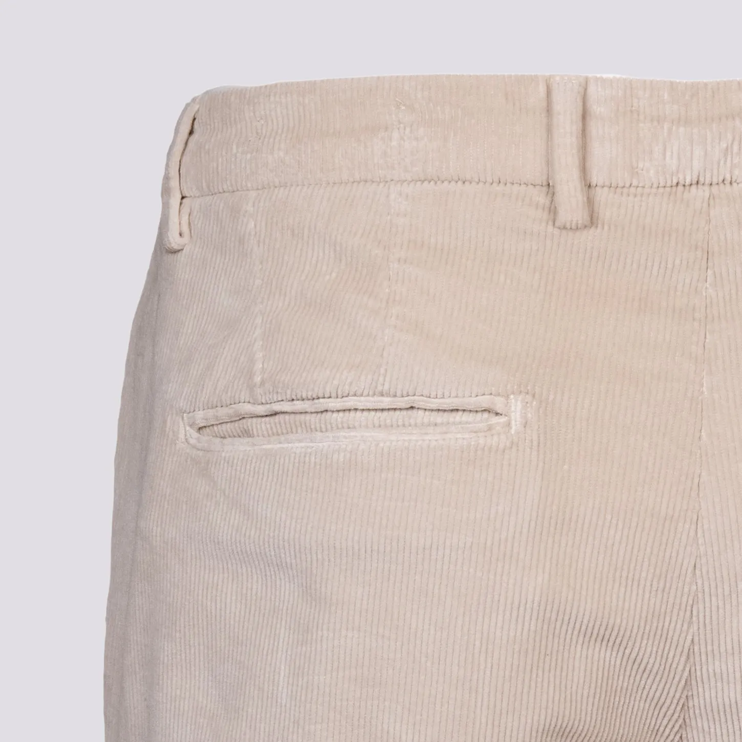 PANTALONE IN VELLUTO BEIGE CON TASCA A FILO