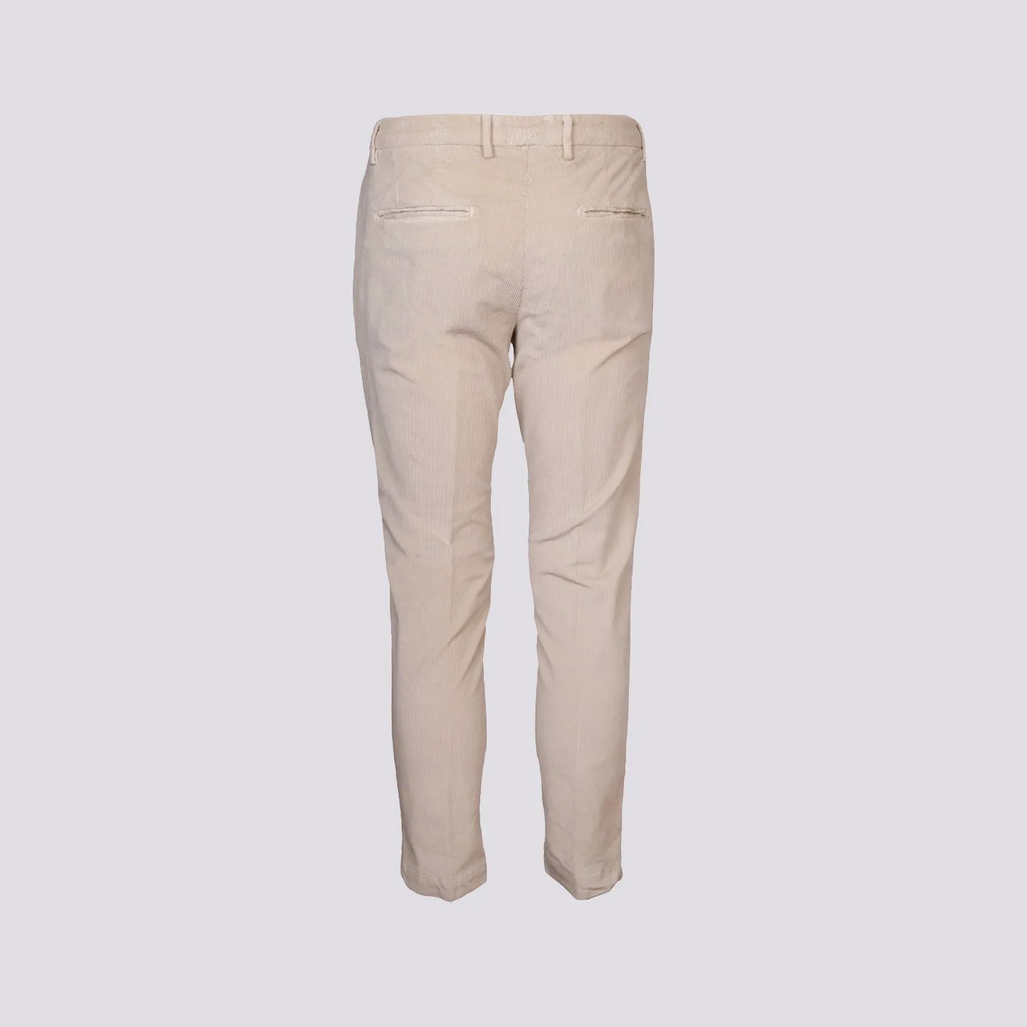 PANTALONE IN VELLUTO BEIGE CON TASCA A FILO
