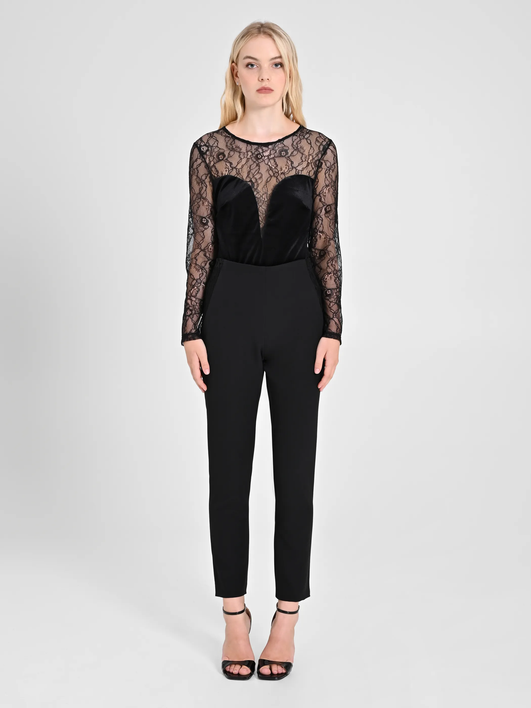      Pantaloni con inserto Pizzo & Velluto     