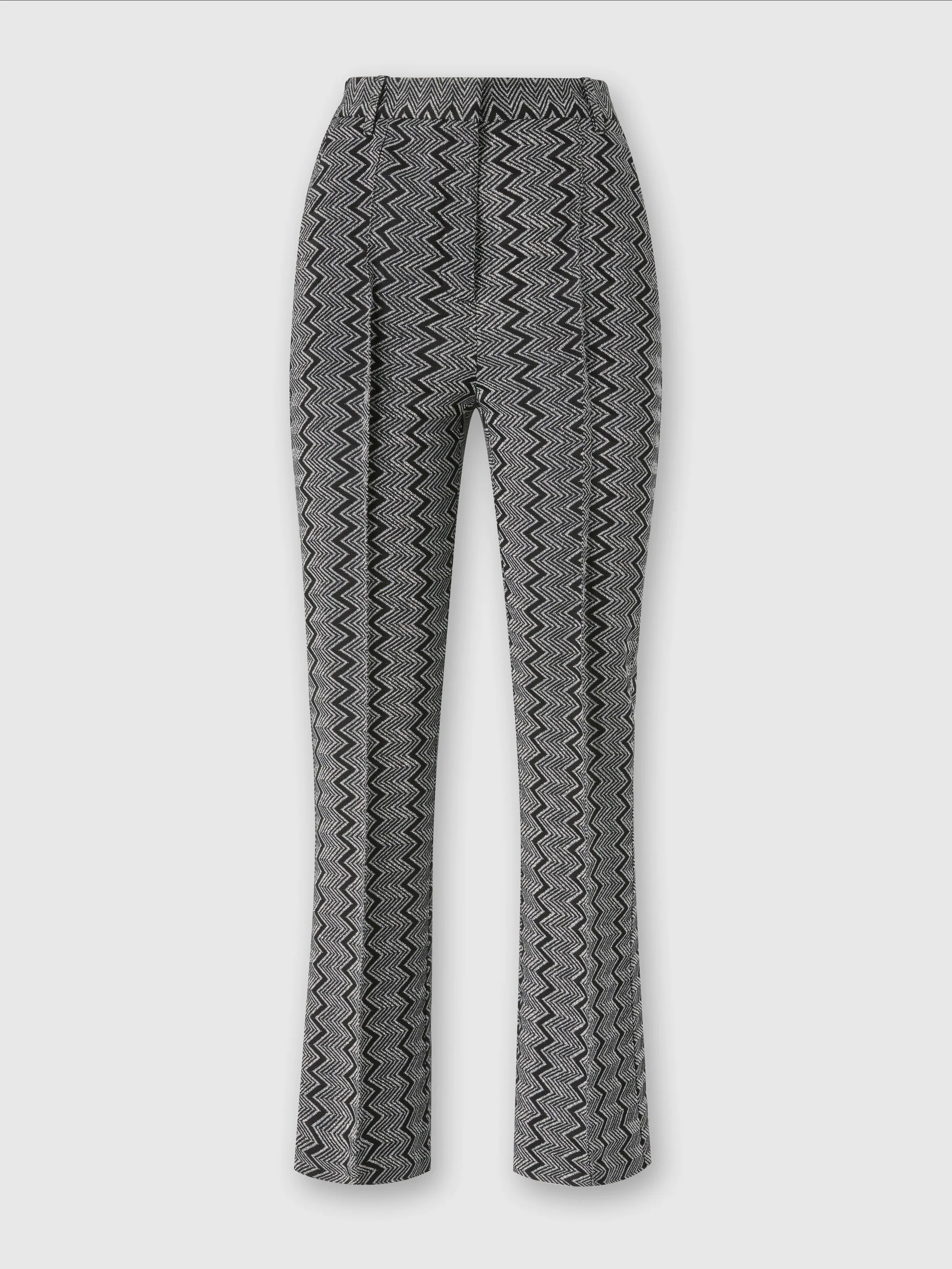 Pantaloni crop con motivo zig zag lamé