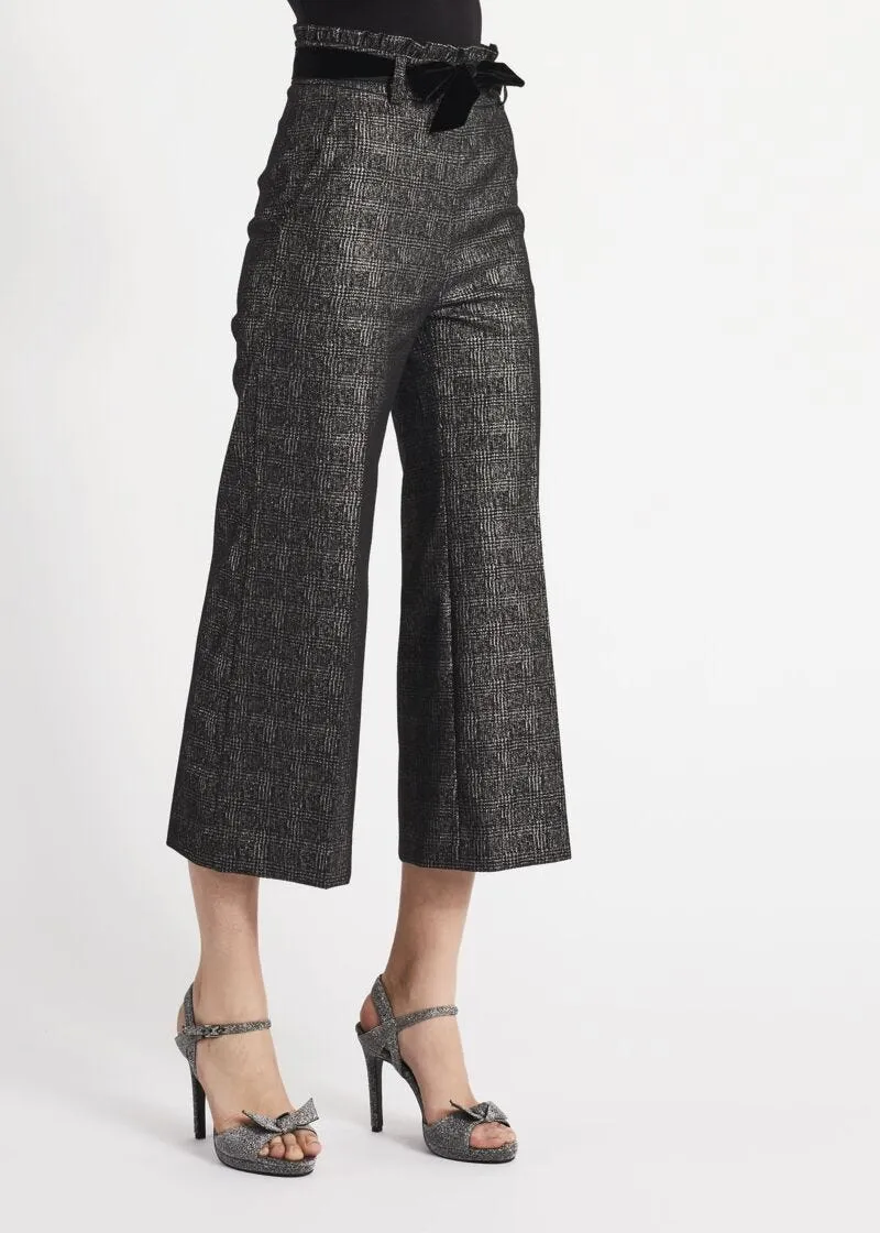 Pantaloni cropped in jacquard