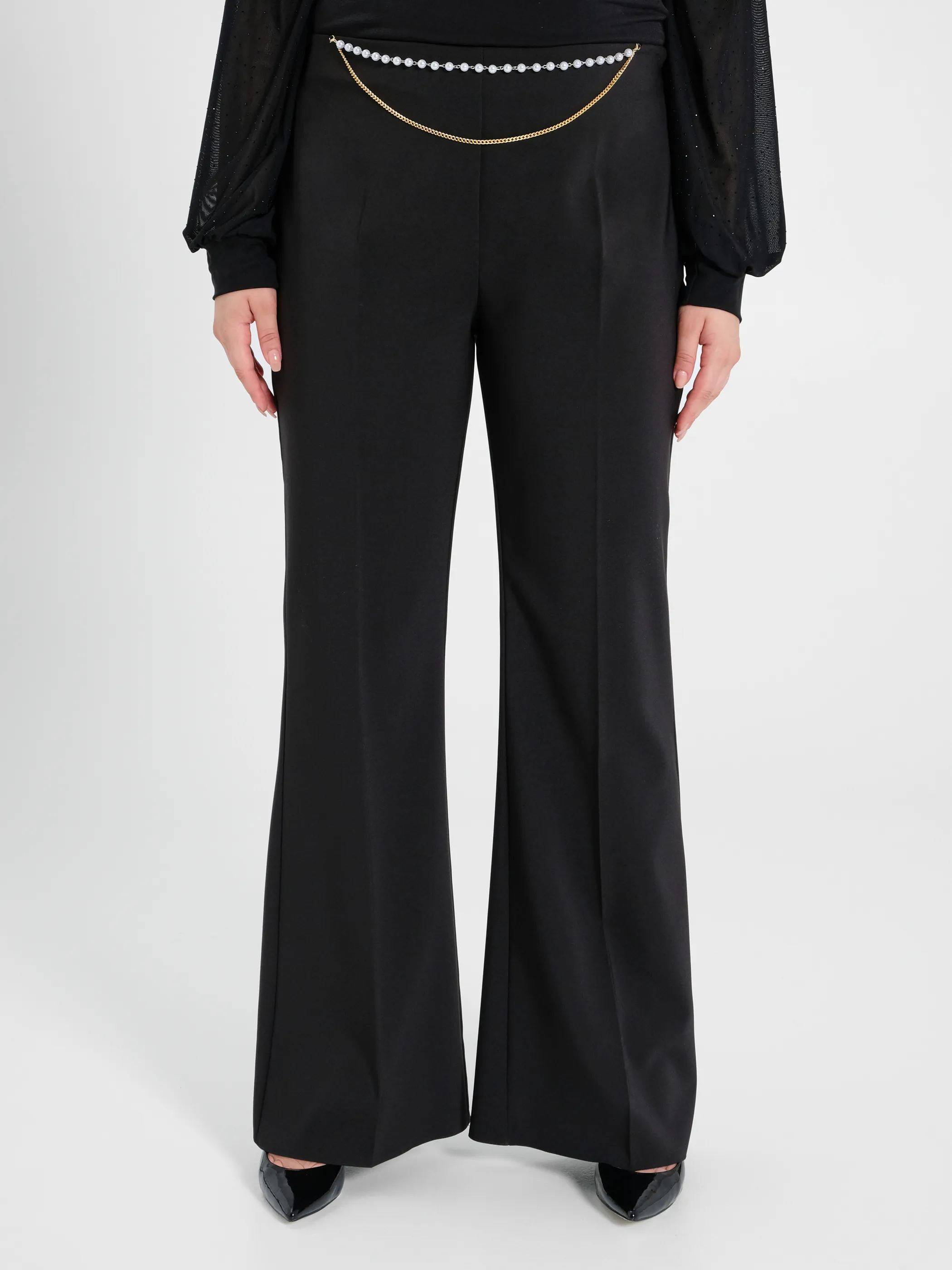      Pantaloni Flared Curvy con Perle     