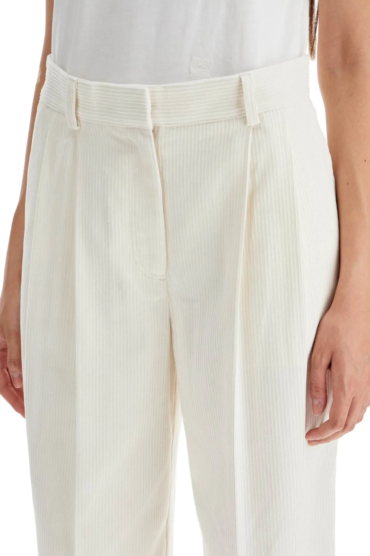 Pantaloni in corduroy di seta e cotone